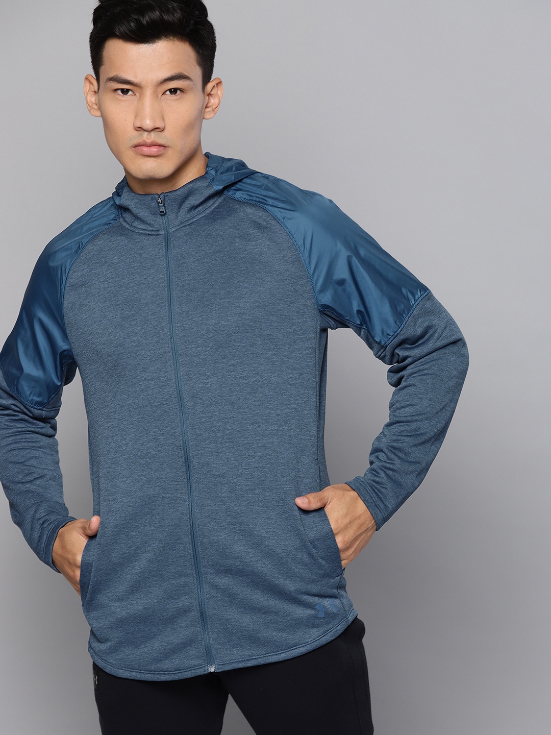 Buy UNDER ARMOUR Teal Blue Solid MK1 Terry FZ Hooded Sports Jacket ...