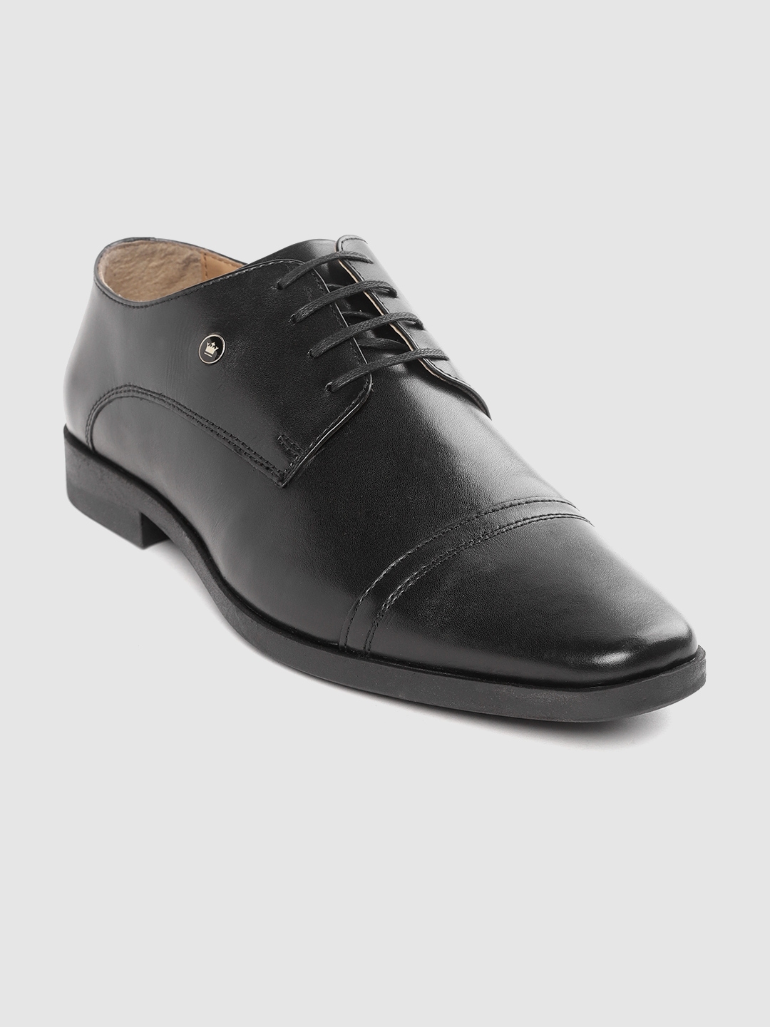 Buy Louis Philippe Men Black Solid Leather Formal Derbys - Formal Shoes ...