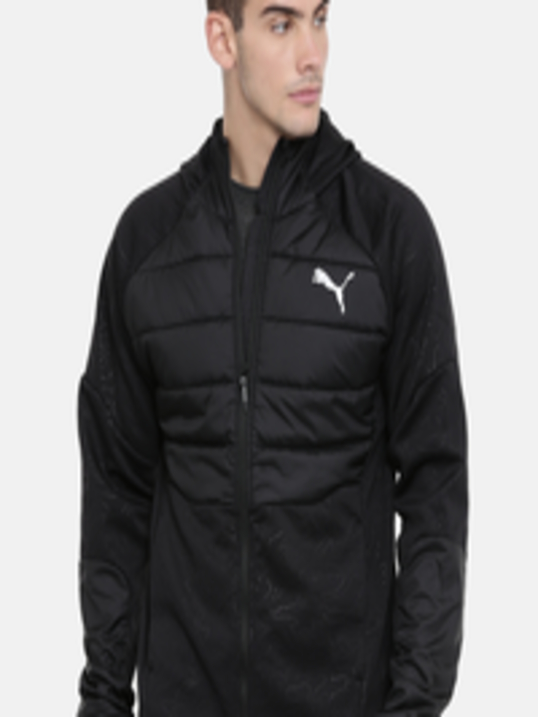 Buy Puma Men Black Solid Hybrid Style Sporty Track Jacket - Jackets for ...
