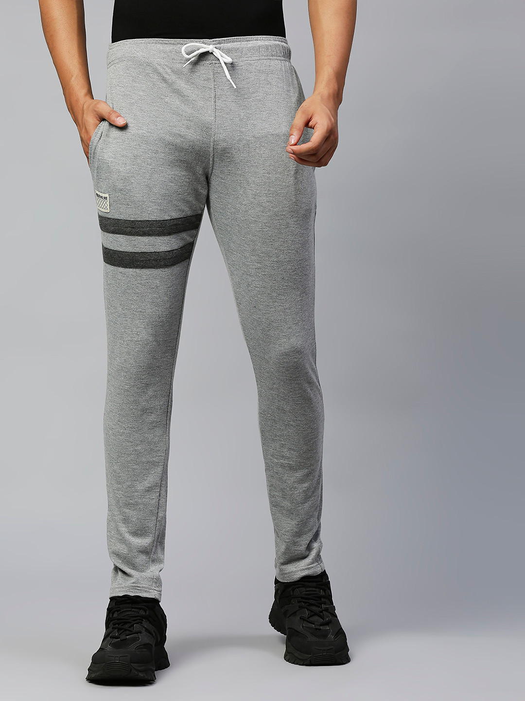 Buy Hubberholme Men Grey Melange Solid Slim Fit Track Pants Track