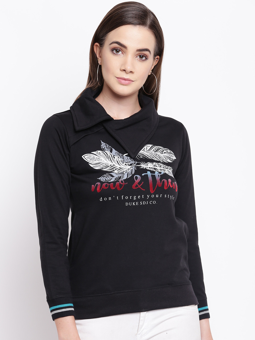 Buy Duke Women Black Printed Sweatshirt Sweatshirts for Women