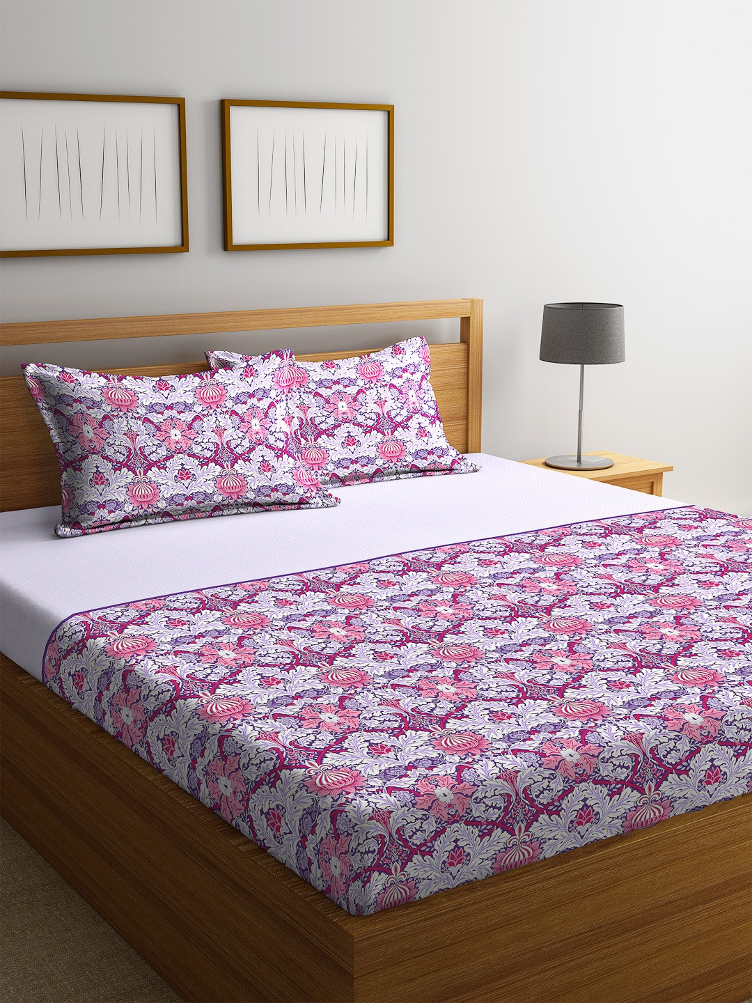 Buy Portico New York Multicoloured Floral 210 TC Cotton 1 King Bedsheet