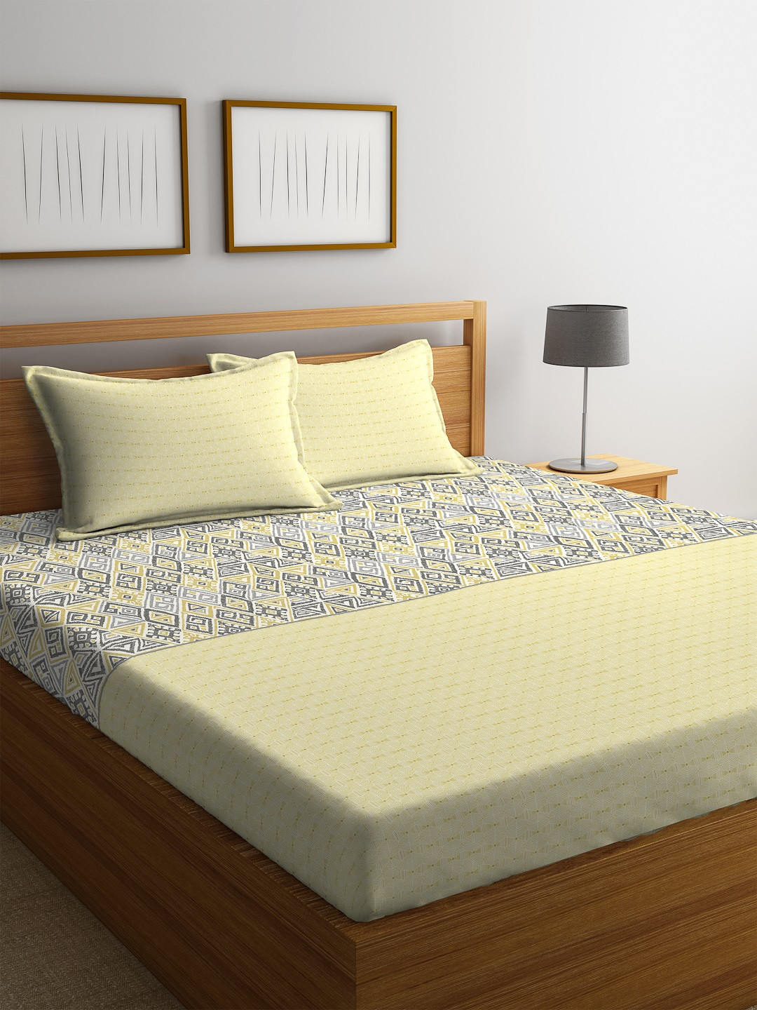 Buy Portico New York Multicoloured Geometric 210 TC Cotton 1 King