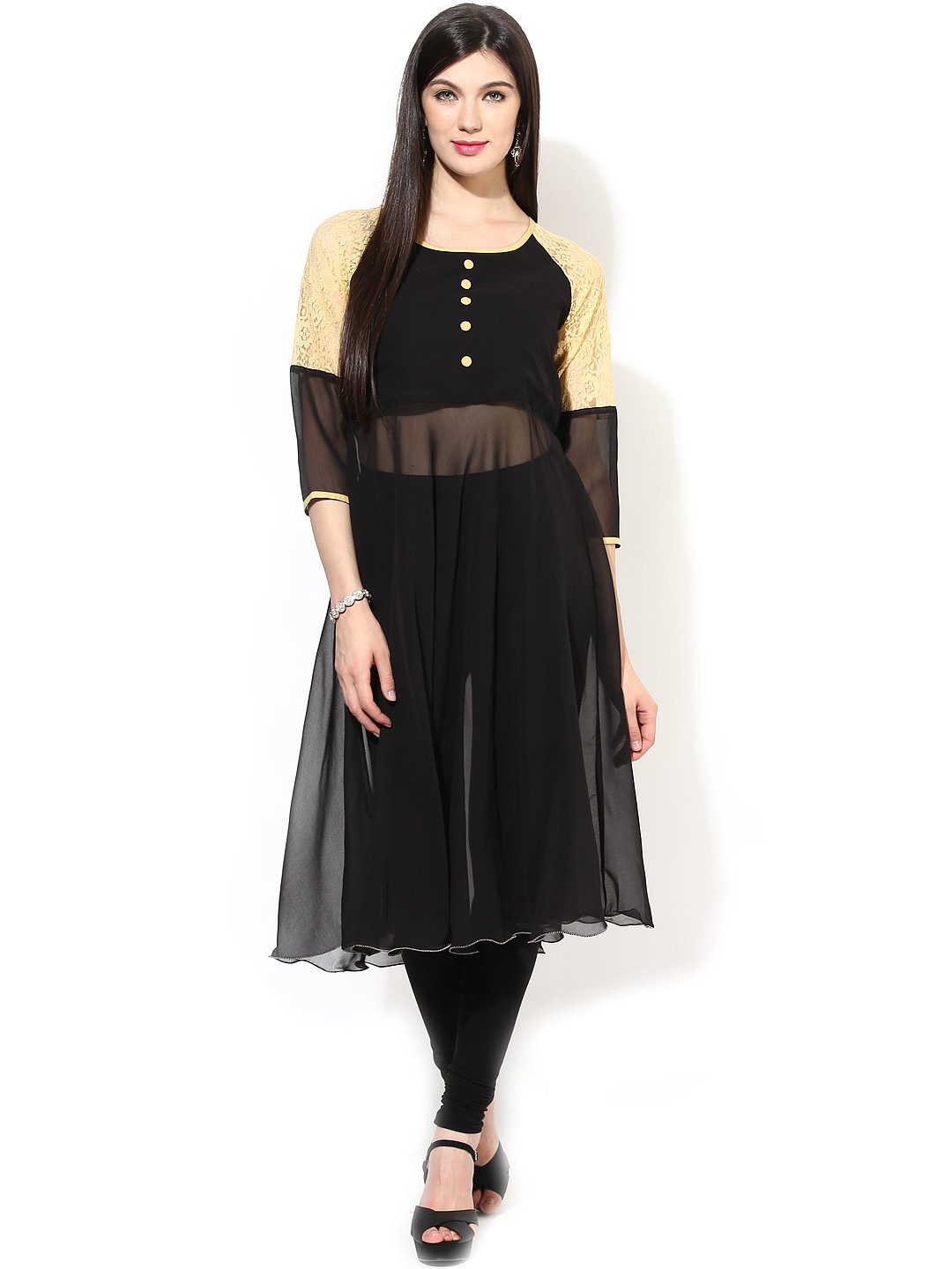 Aks black solid kurta clearance