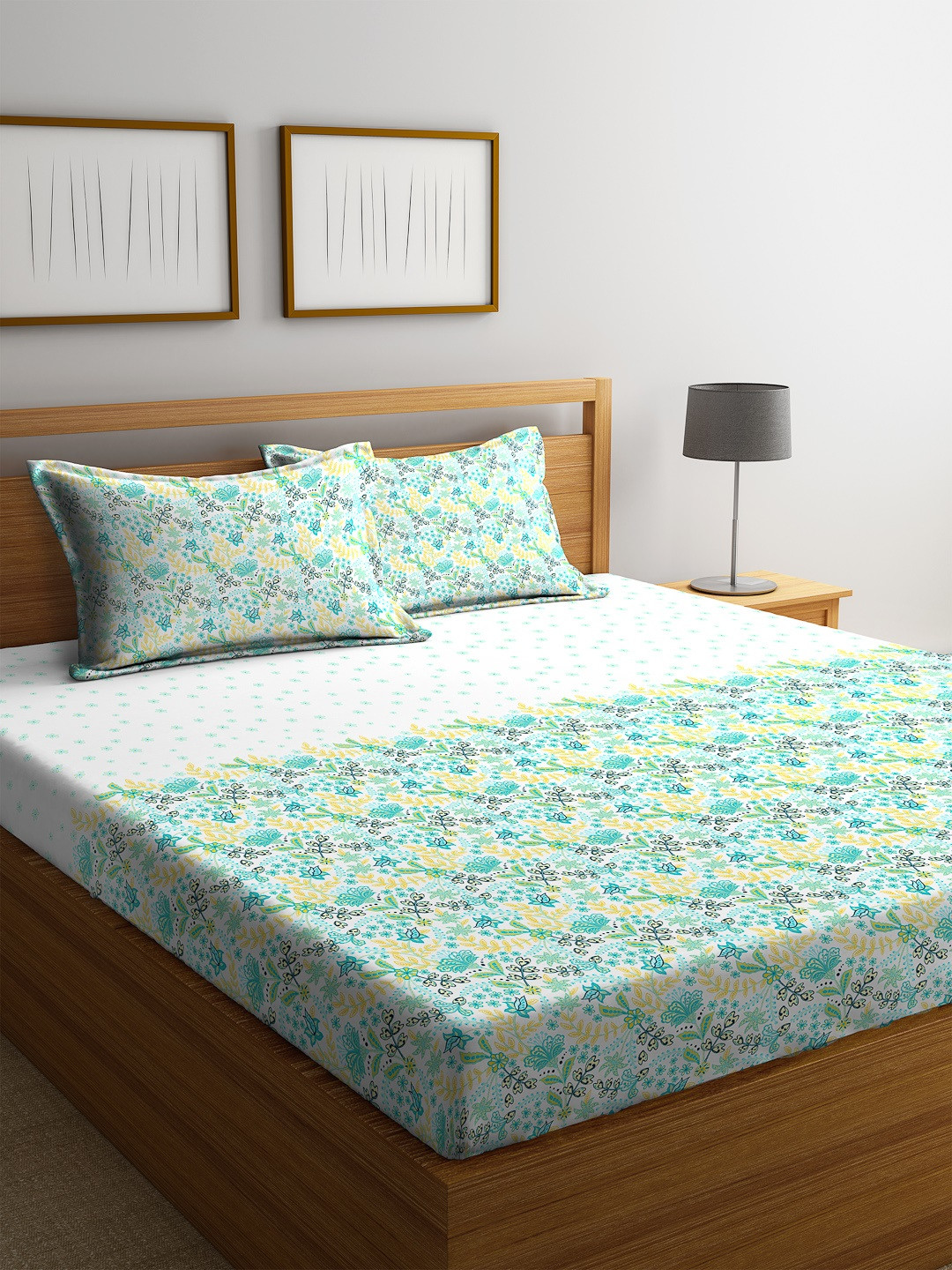 Buy Portico New York Multicoloured Floral 210 TC Cotton 1 King Bedsheet