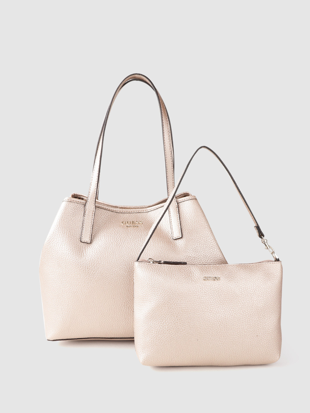 Buy GUESS Rose Gold Toned Solid Shoulder Bag With Pouch Handbags for