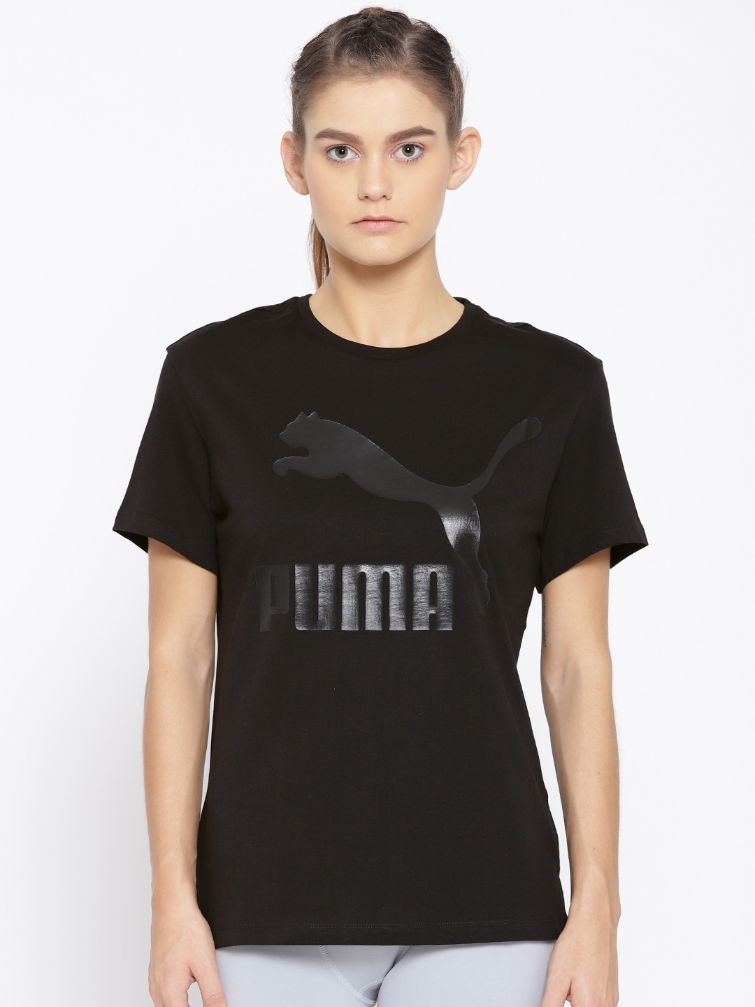 Buy Puma Women Black Classics Logo Pure Cotton T Shirt - Tshirts for ...