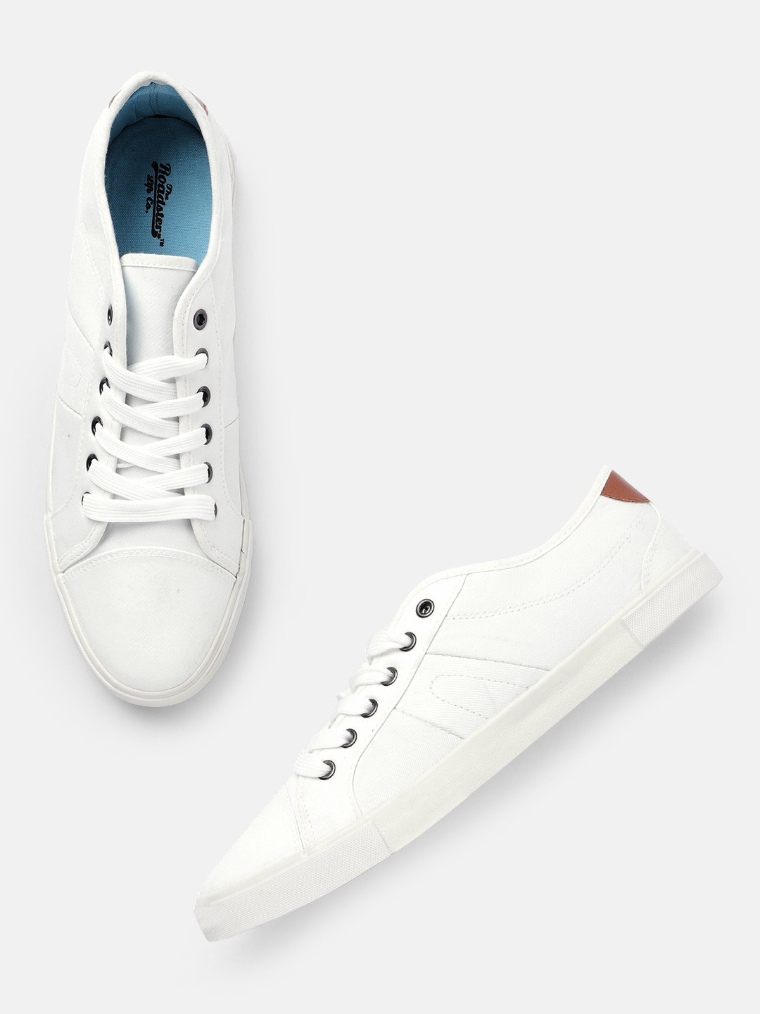 roadster men white solid sneakers