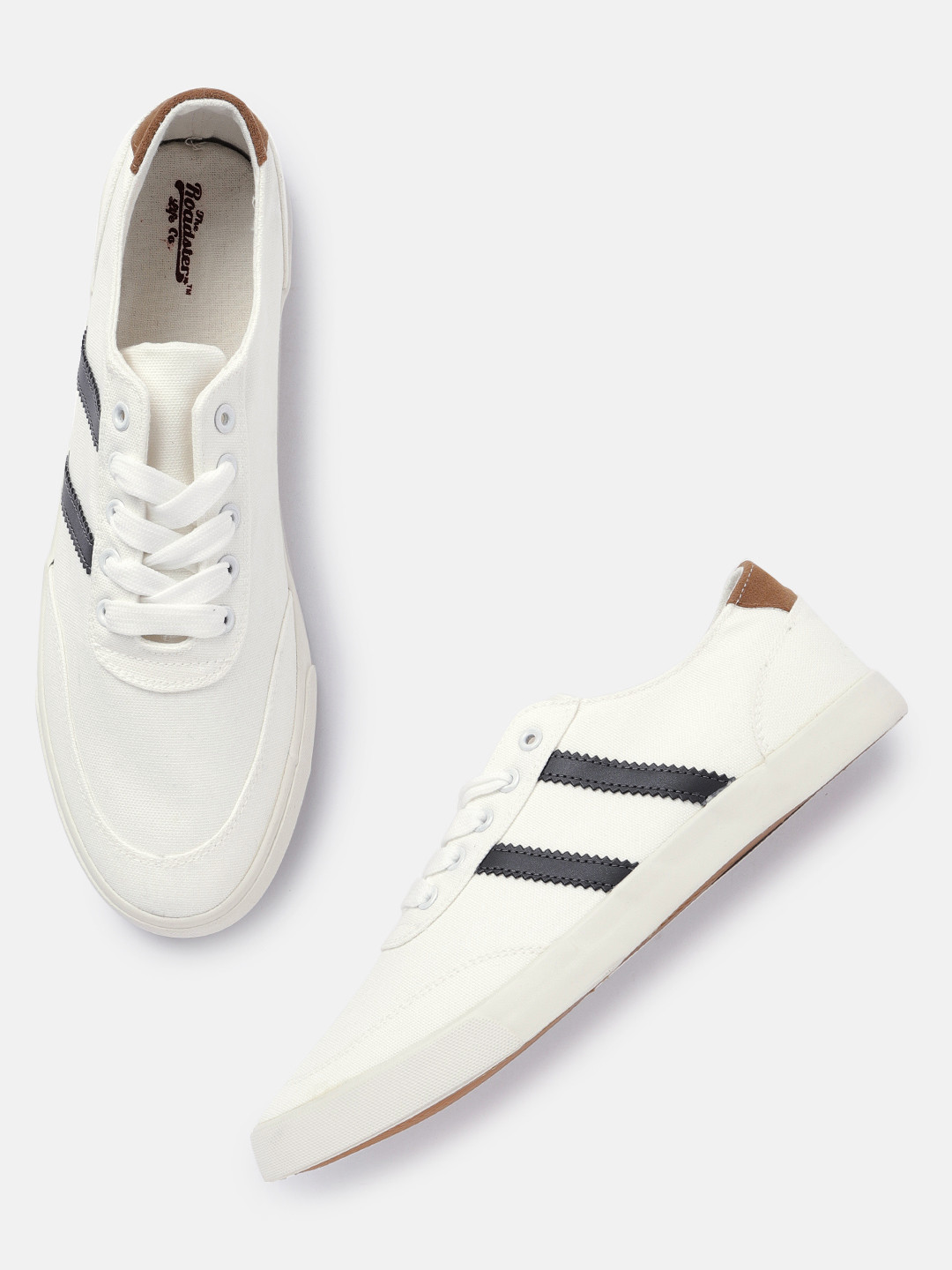 roadster men white solid sneakers