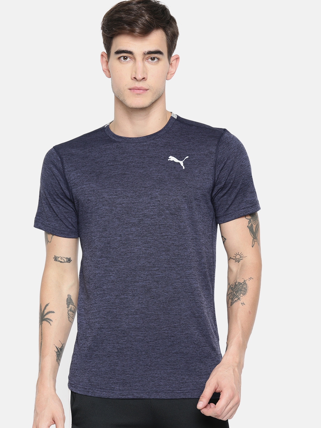 Buy Puma Men Navy Blue Solid DRYCELL Ignite Heather Round Neck T Shirt - Tshirts for Men 