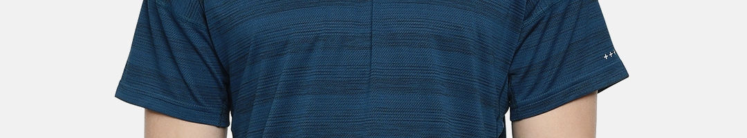 Buy Puma Men DryCell GetFast Q4 Teal Blue & Black Self Design Round Neck Running T Shirt 