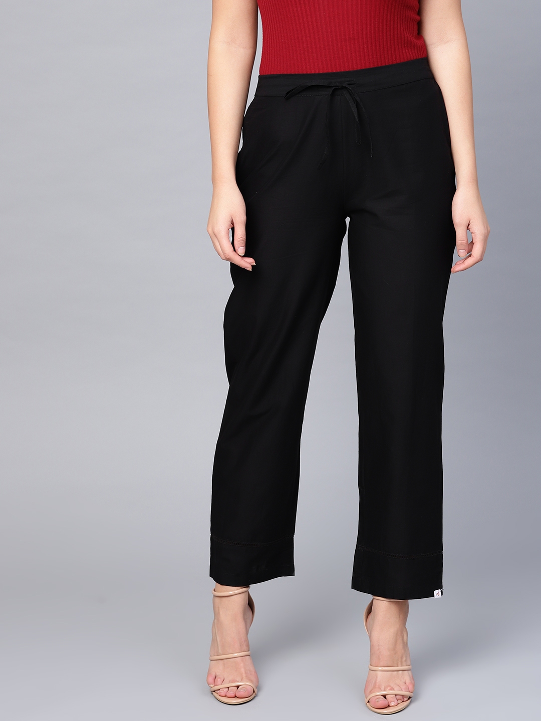 Buy Juniper Women Black Regular Fit Solid Trousers - Trousers for Women ...