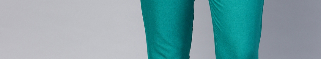 Buy Juniper Women Green Smart Slim Fit Solid Cigarette Trousers ...