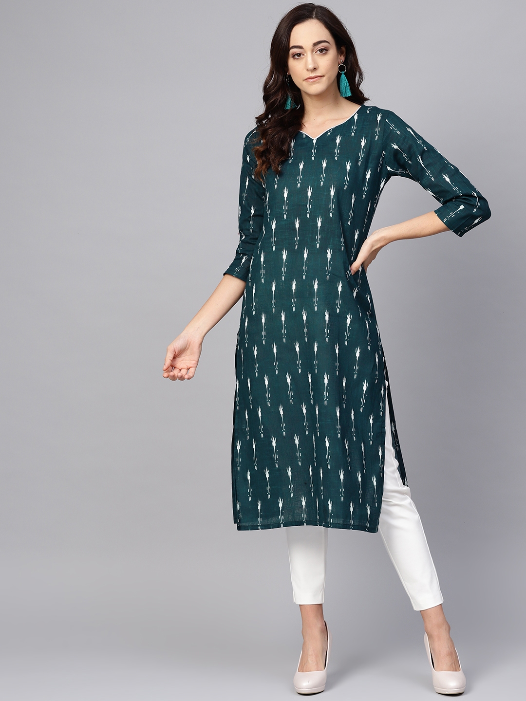 ahika women's printed straight kurta