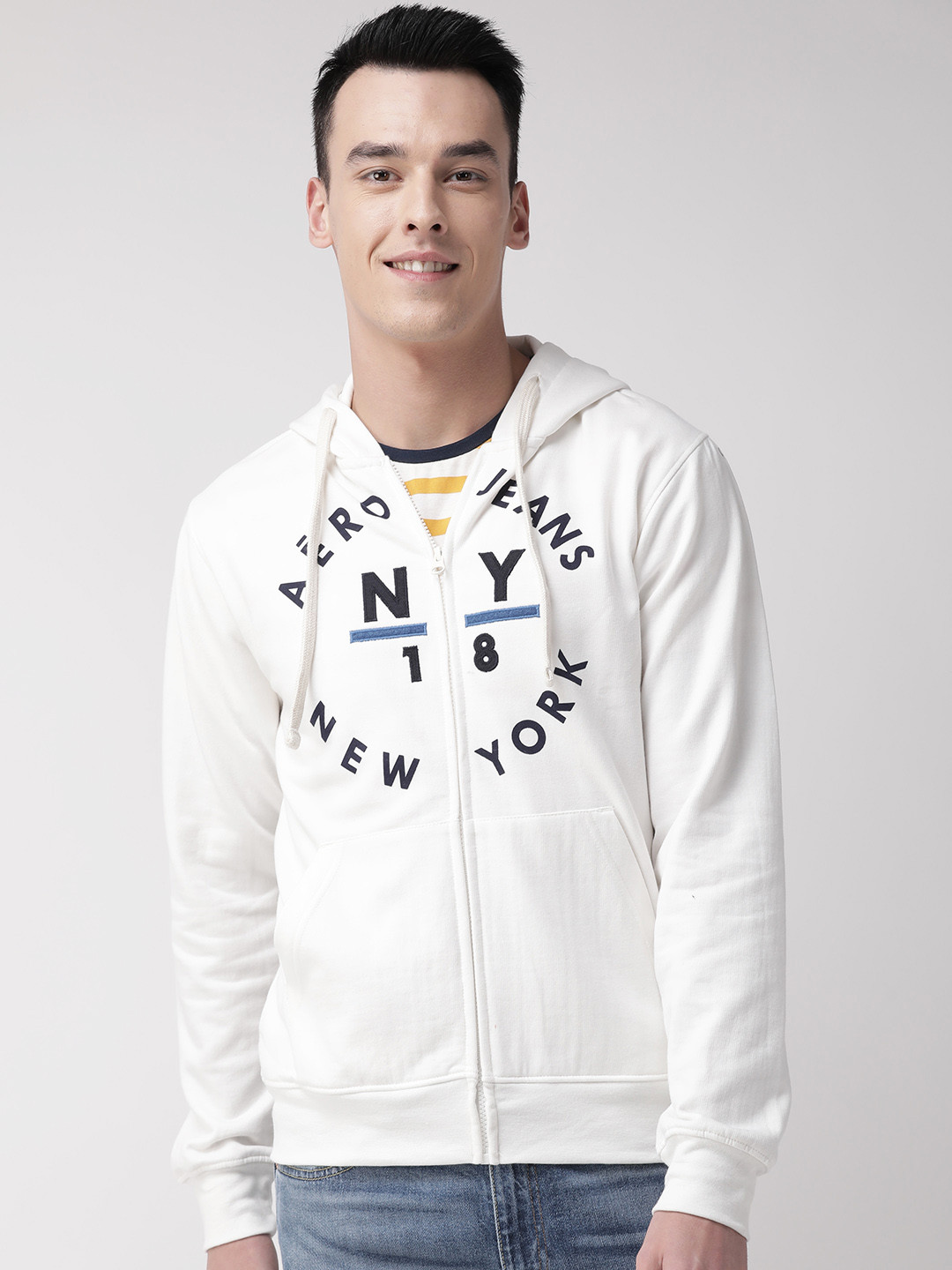 Buy Aeropostale Men White Printed Hooded Sweatshirt - Sweatshirts for Men 10619172 | Myntra