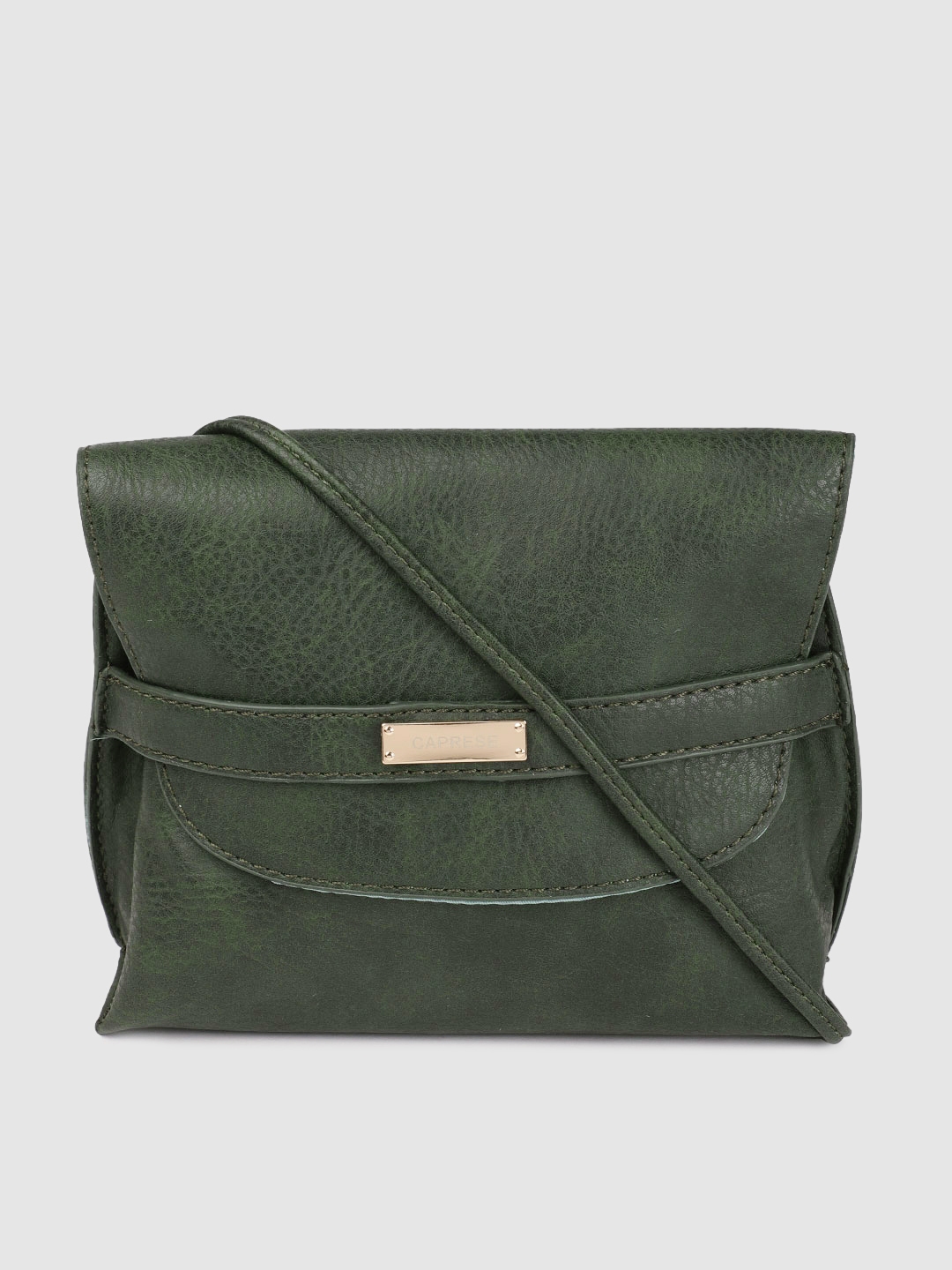 Buy Caprese Dark Olive Green Solid Sling Bag - Handbags for Women ...