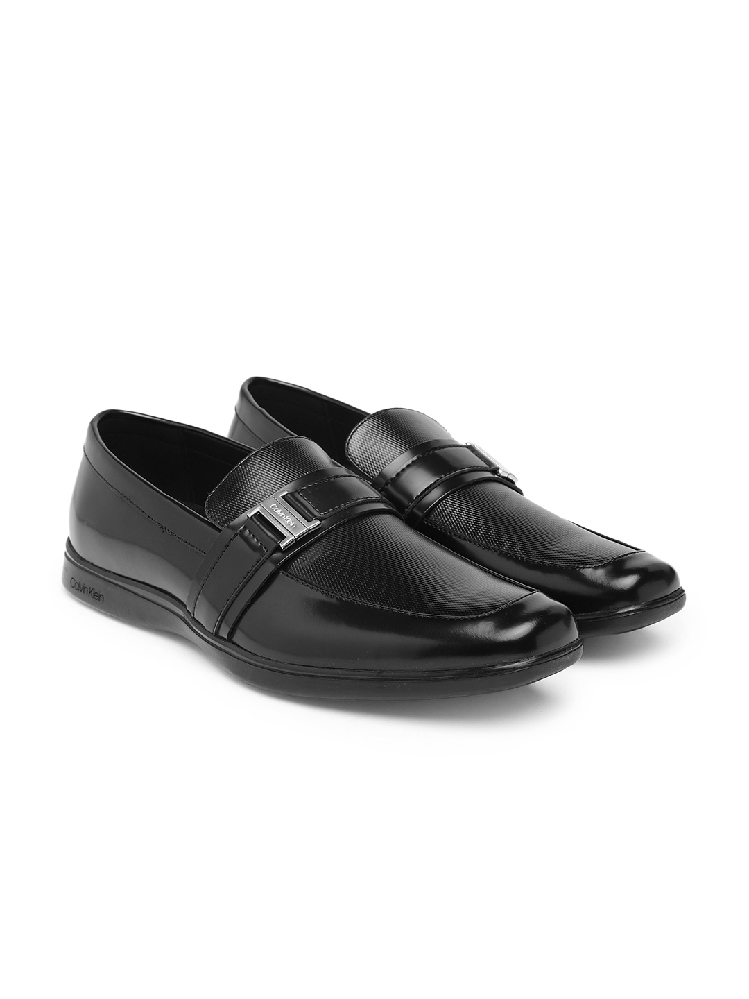  www myntra com casual shoes calvin klein calvin klein men black textured leather loafers 10622332 buy