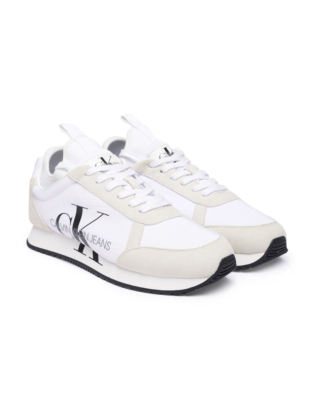 Buy Calvin Klein Jeans Men White Printed Suede Sneakers