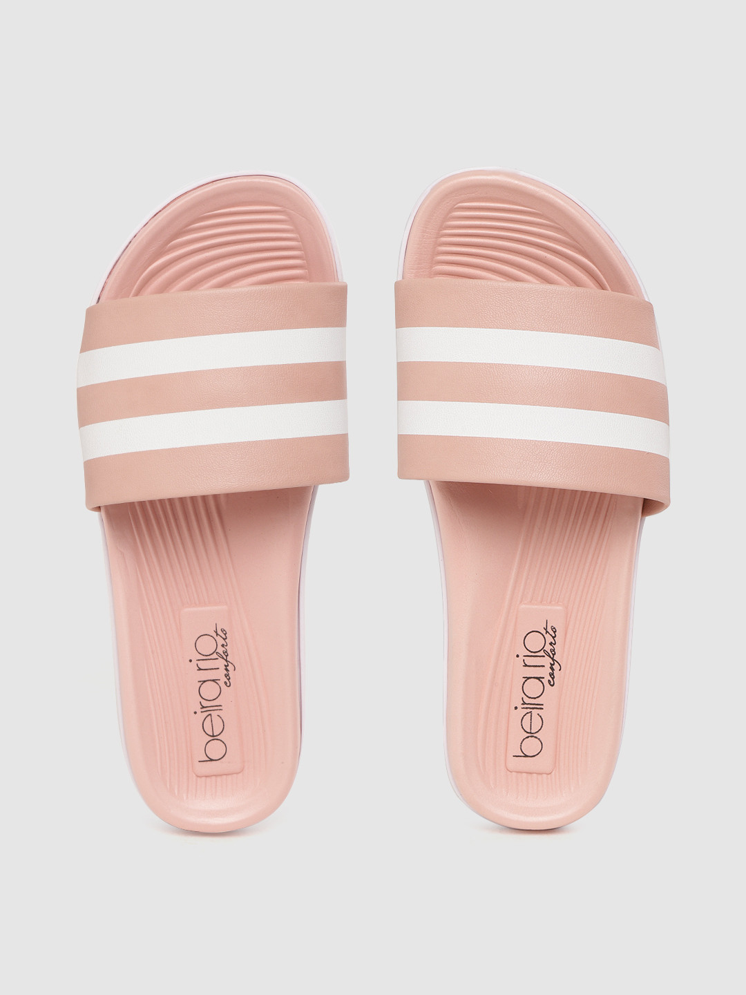 Buy BEIRA RIO Women Peach Coloured & White Striped Open Toe Flats