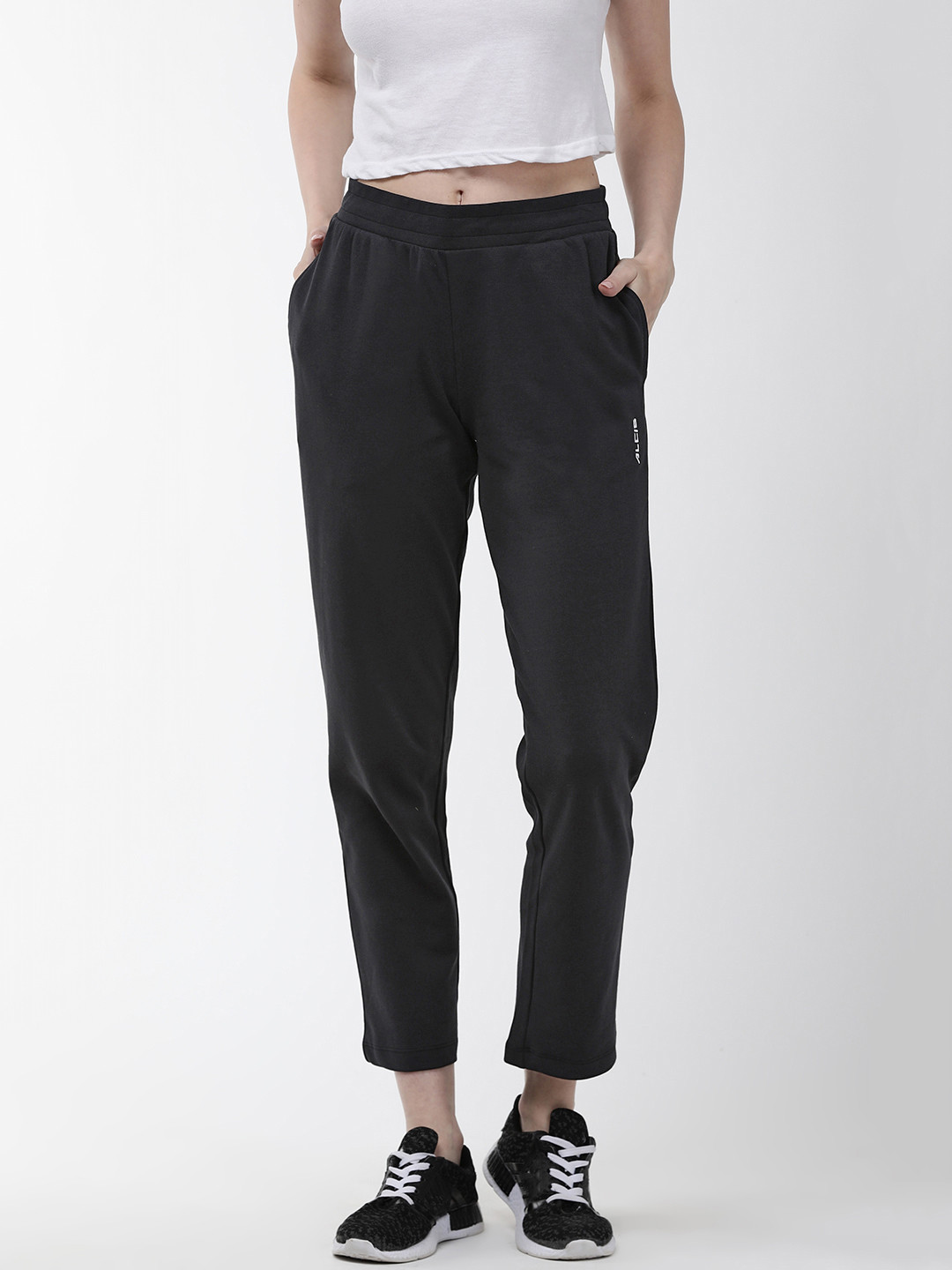 Buy Alcis Women Black Solid Cropped Training Track Pants Track Pants