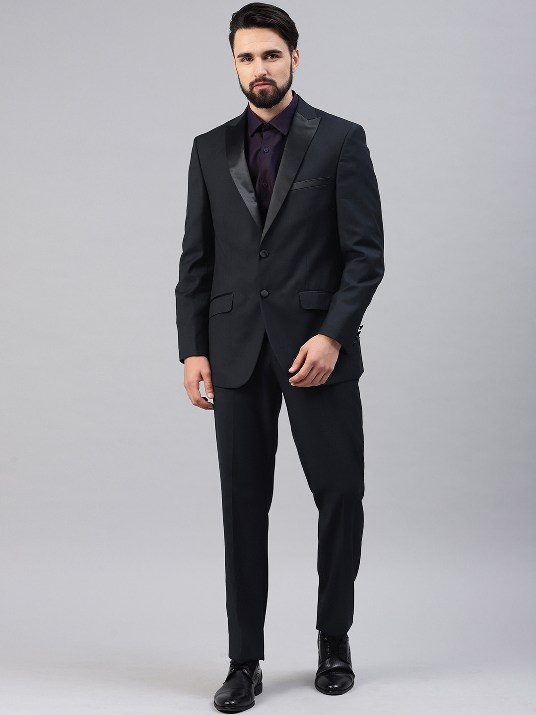 Buy Peter England Men Navy Blue Solid Neo Slim Fit Tuxedo Suits for