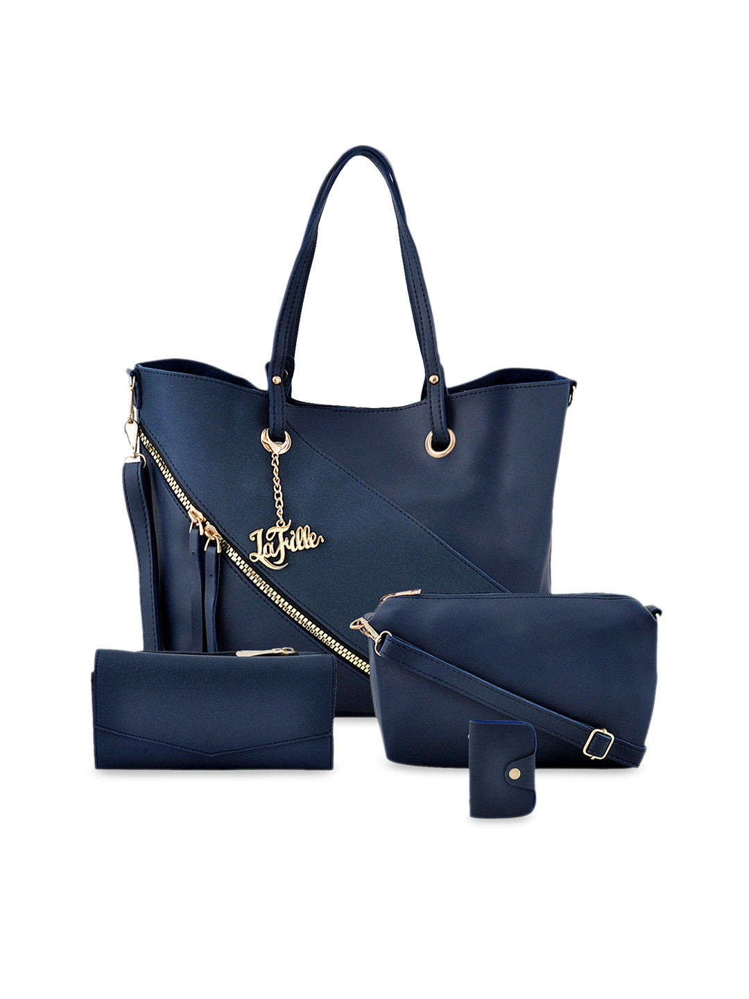 Buy LaFille Women Navy Blue Solid Shoulder Bag Handbags for Women