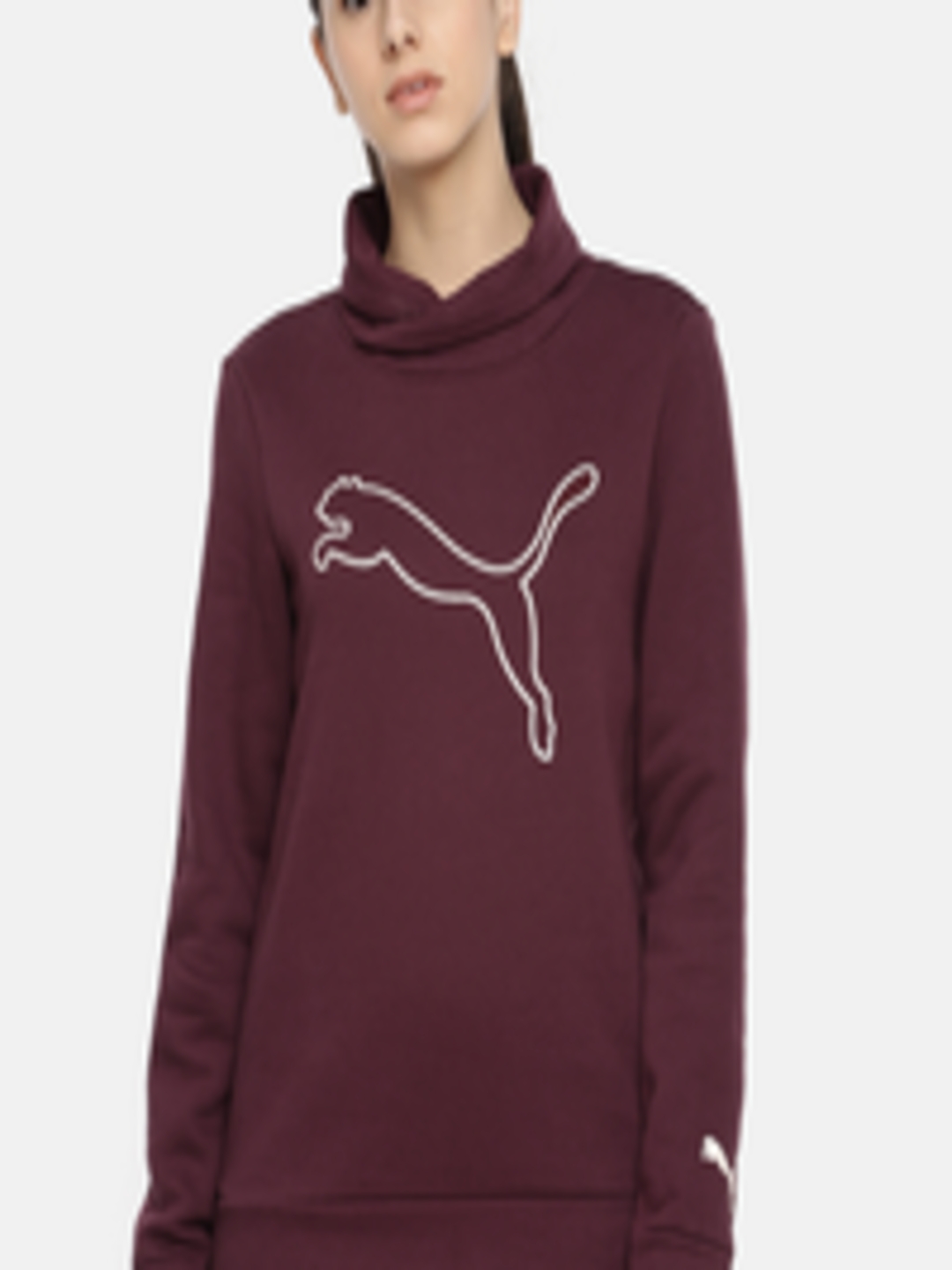 Buy Puma Women Maroon Printed Hooded Sweatshirt - Sweatshirts for Women ...