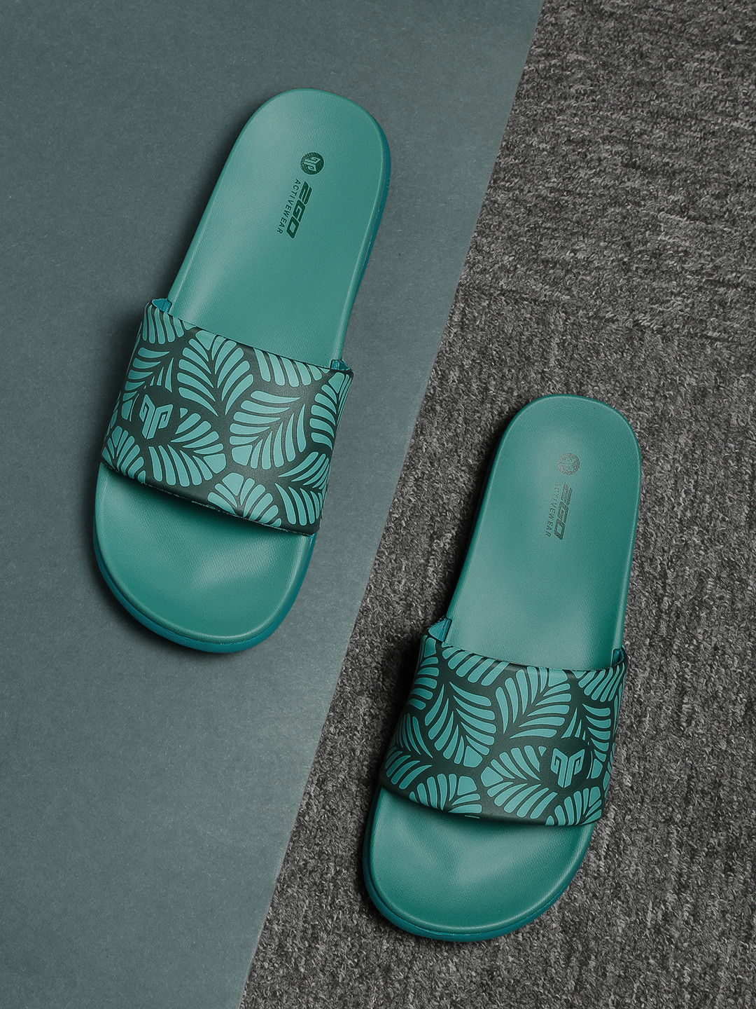 Buy 2GO Women Teal Green Printed Sliders - Flip Flops for Women 10646334 | Myntra