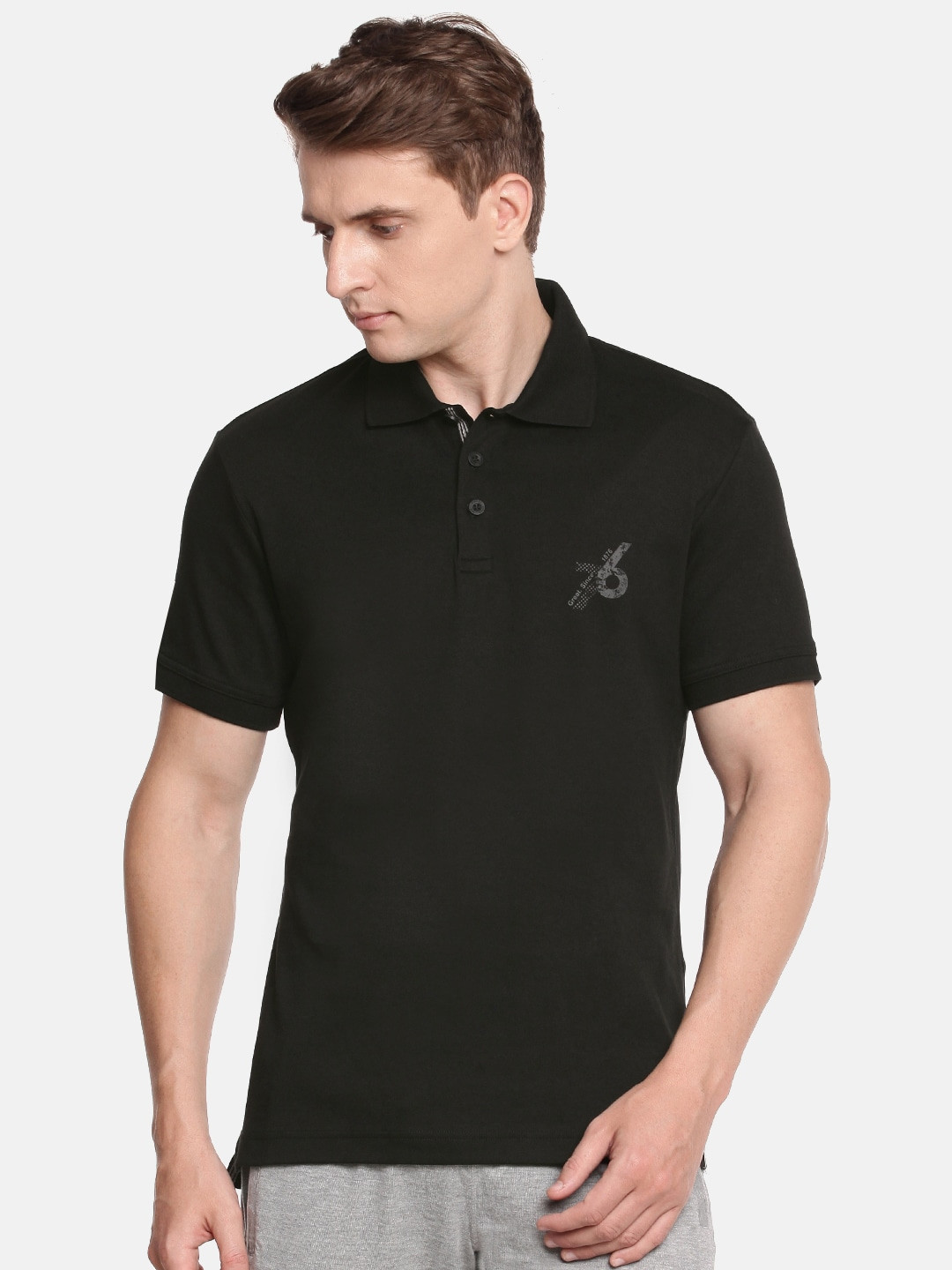 Buy Jockey Men Black Solid Regular Fit Polo Pure Cotton T Shirt ...