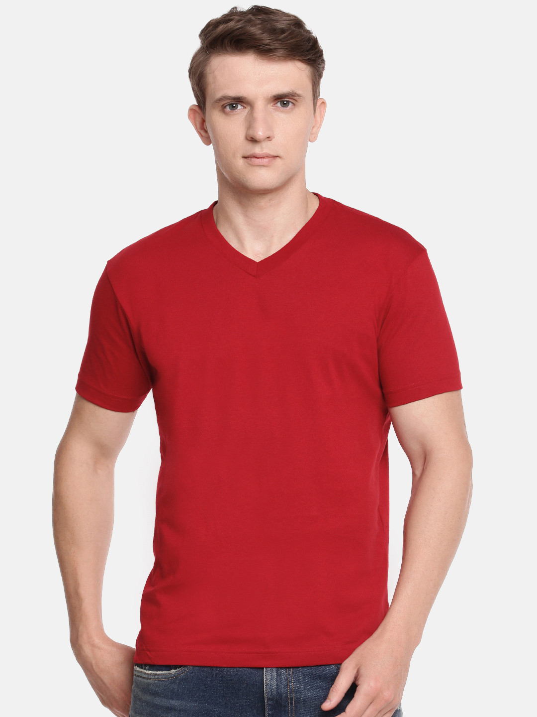 Buy Jockey Men Red Solid V Neck T Shirt Tshirts for Men 10647654 Myntra