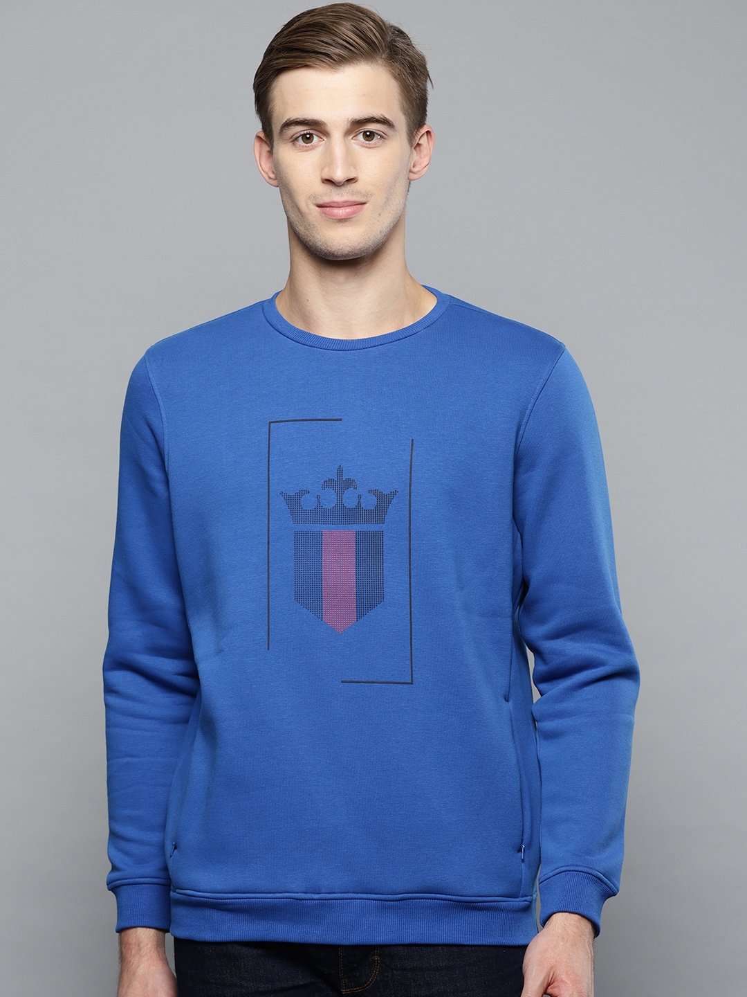 Buy Louis Philippe Sport Men Blue Printed Sweatshirt - Sweatshirts for Men 10651634 | Myntra