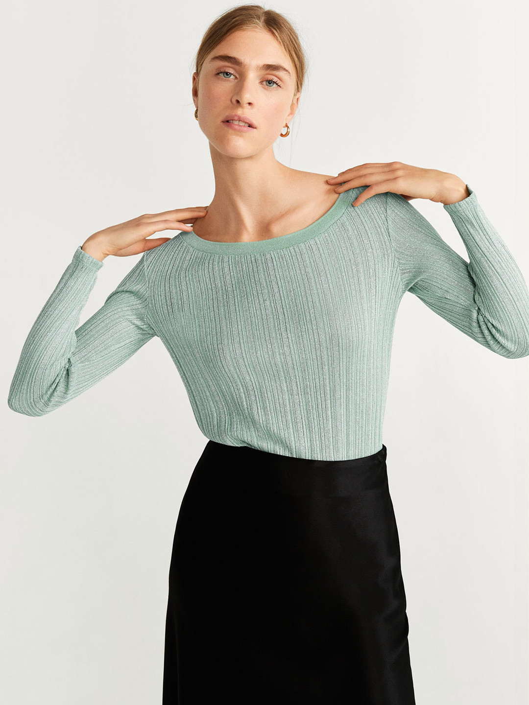Buy MANGO Women Green Self Striped Regular Top Tops for Women 10657094 Myntra