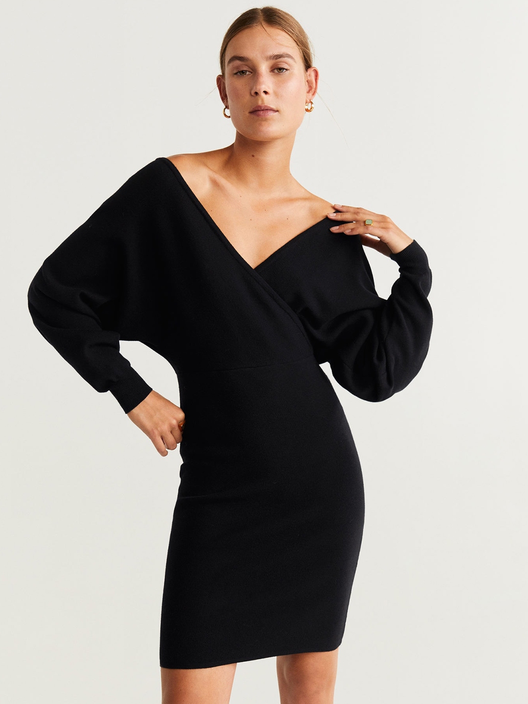 mango black wrap dress