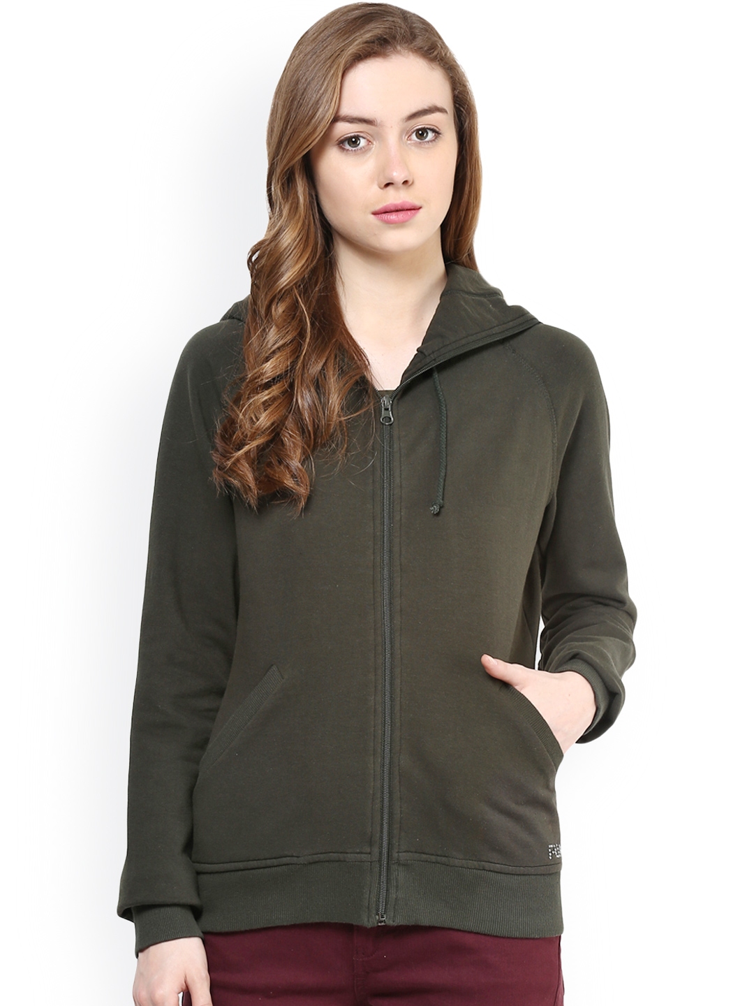 Buy PUNK Olive Green Hooded Sweatshirt - Sweatshirts for Women 1065724 ...