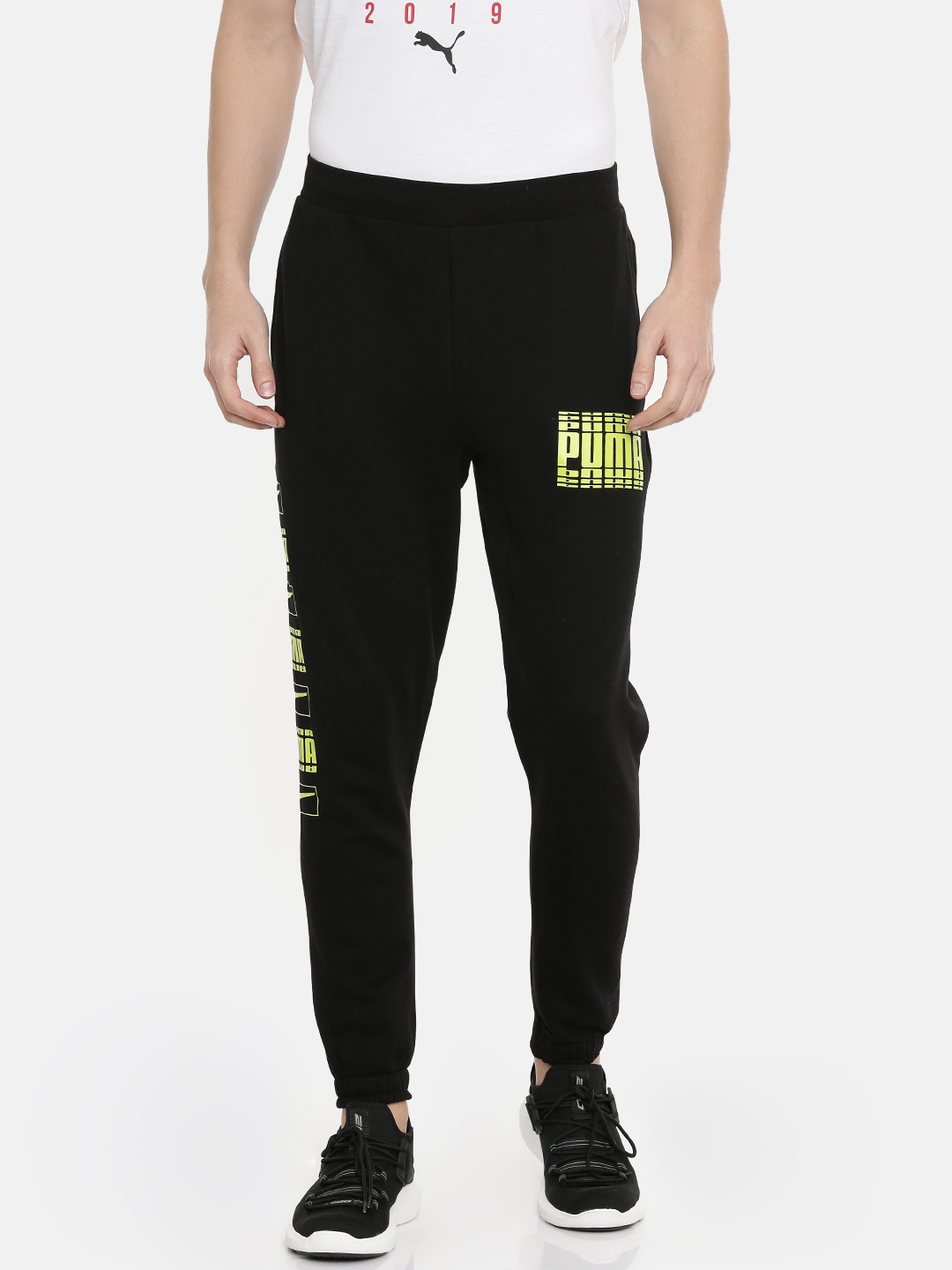 puma black joggers men