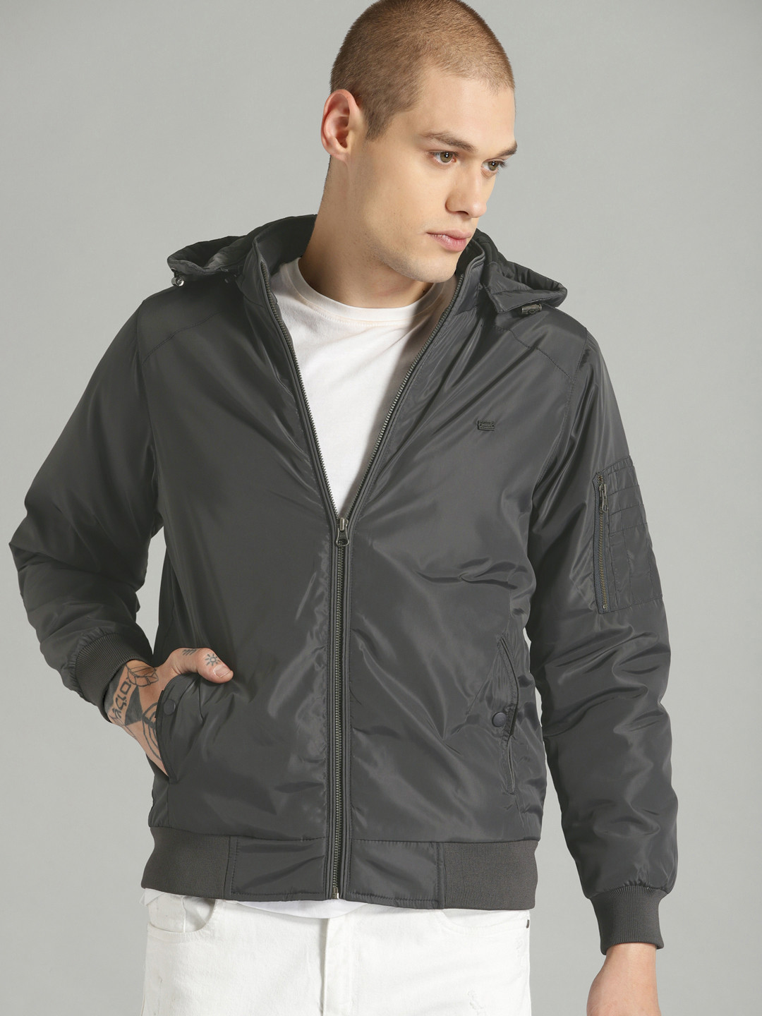 Buy Roadster Men Charcoal Grey Solid Puffer Jacket - Jackets for Men 10679192 | Myntra