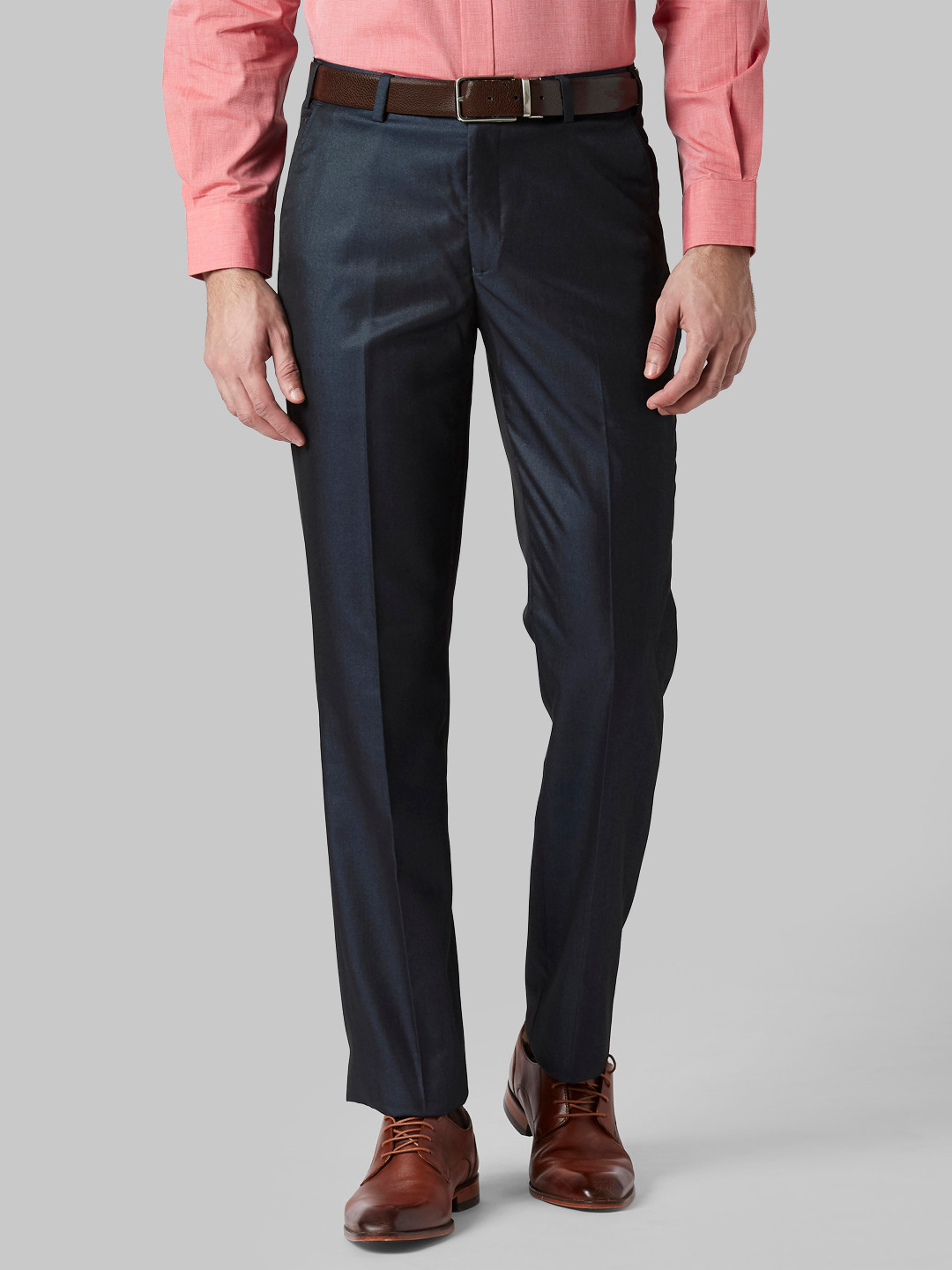 Buy Park Avenue Men Navy Blue Slim Fit Solid Formal Trousers - Trousers ...