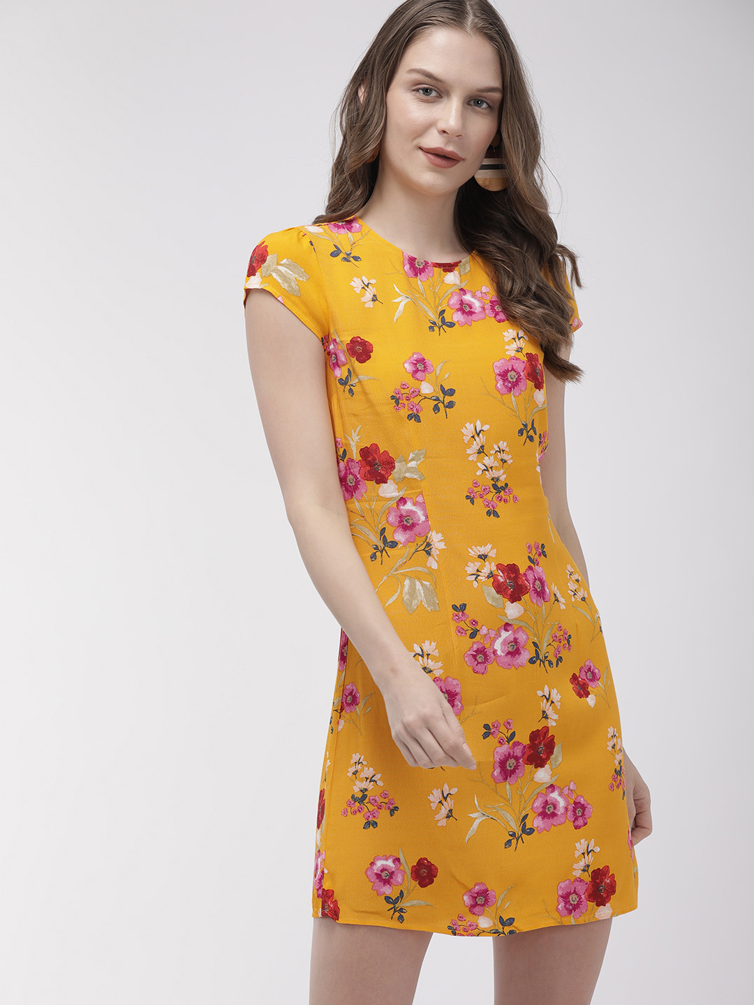 Buy FOREVER 21 Women Mustard Yellow Printed Sheath Dress Dresses for