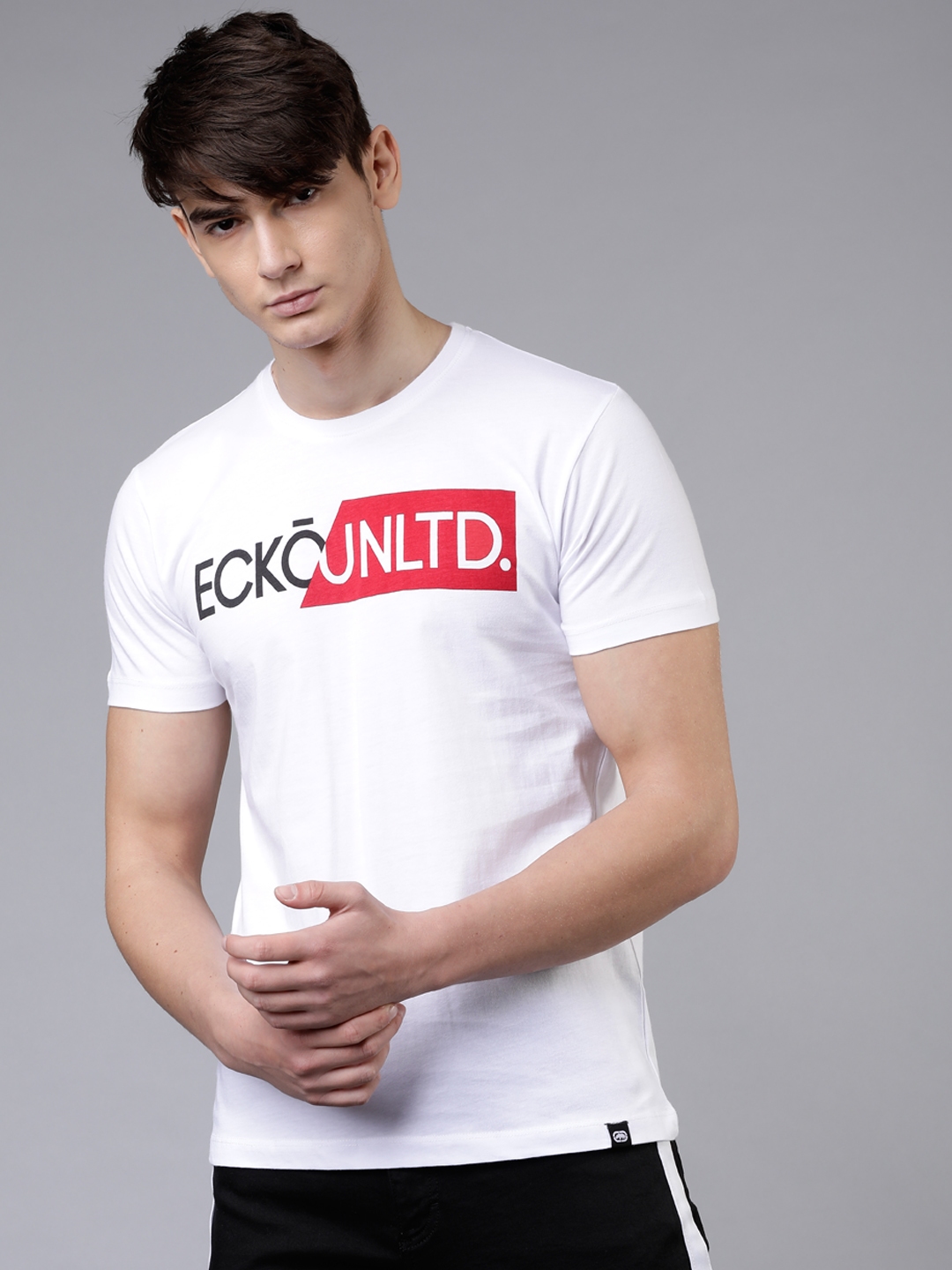 Buy Ecko Unltd Men White Solid Round Neck T Shirt - Tshirts for Men ...