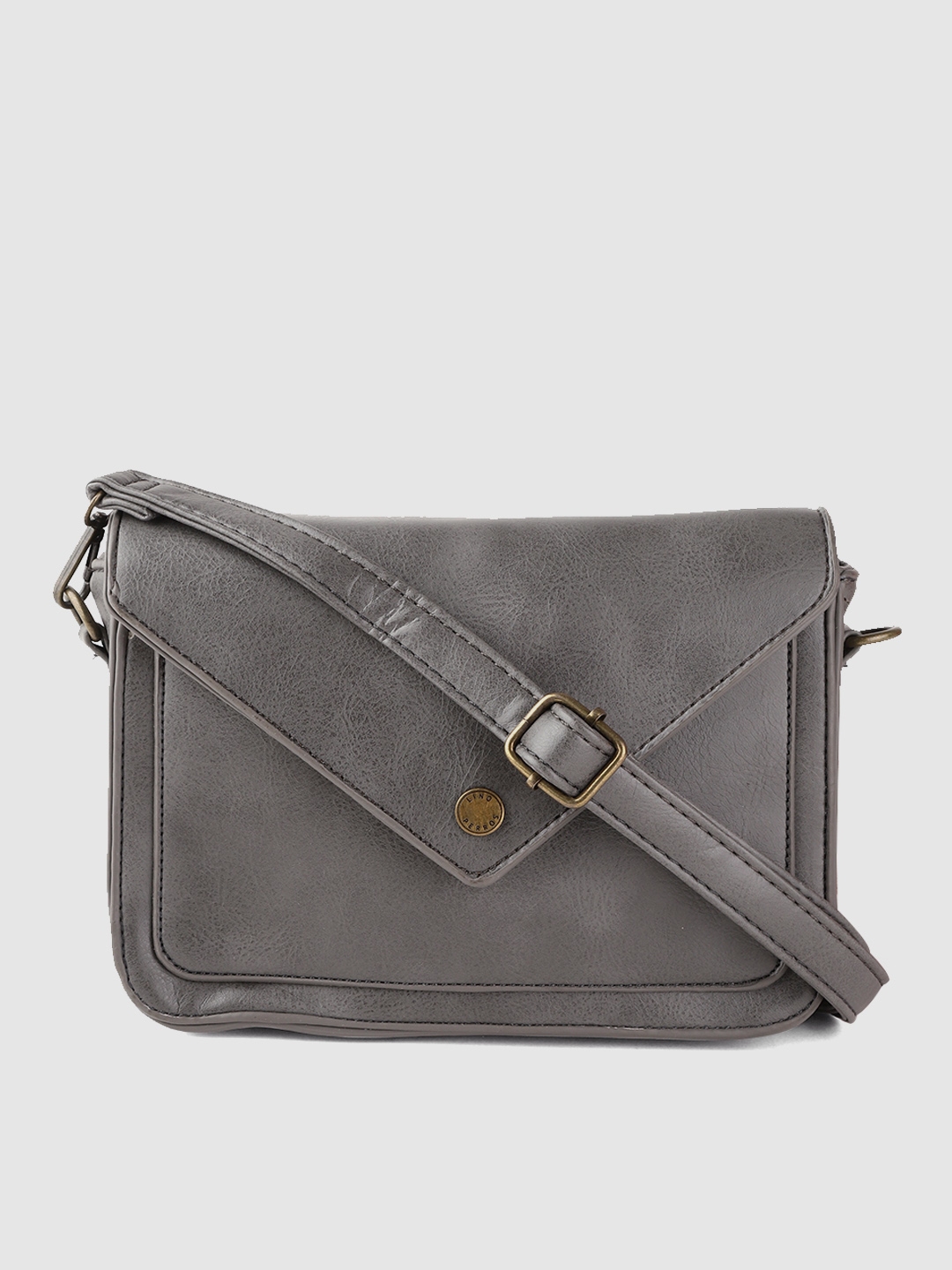 Buy Lino Perros Charcoal Grey Solid Sling Bag - Handbags for Women ...
