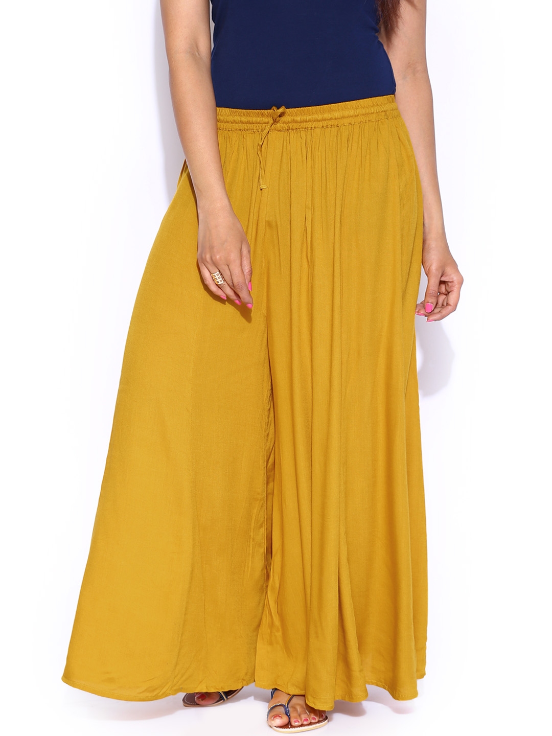 yellow palazzo trousers