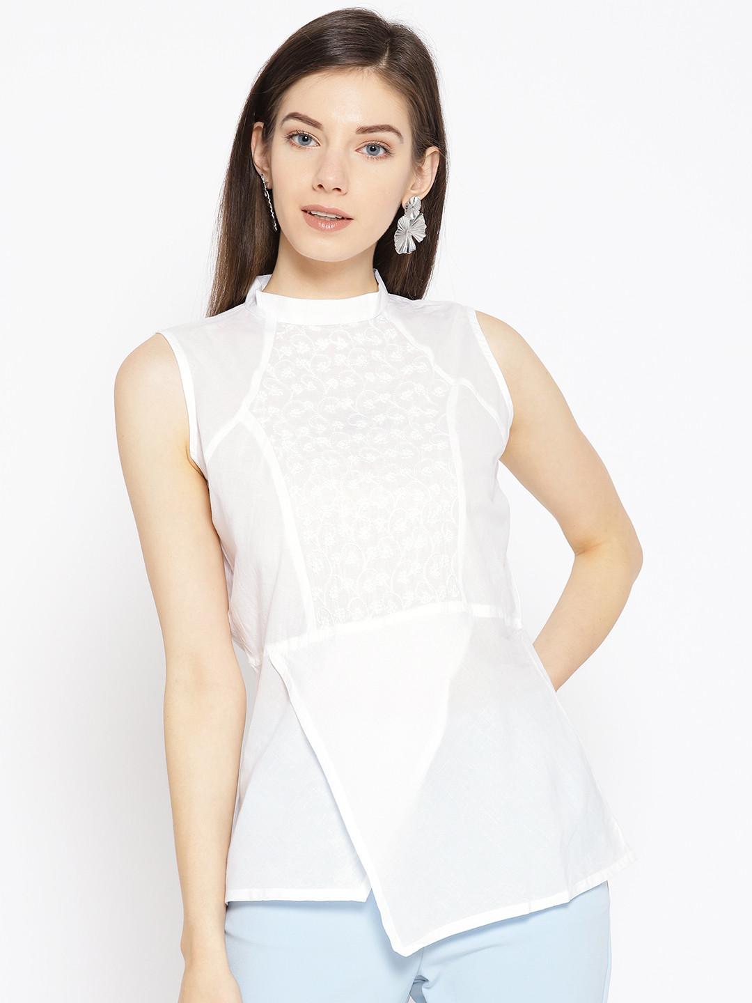 Buy ADA Women White Chikankari Embroidered A Line Sustainable Pure ...