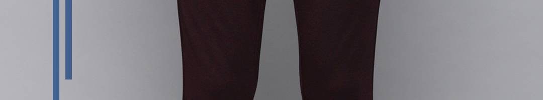 Buy Louis Philippe Ath.Work Men Burgundy Slim Fit Solid Formal Trousers - Trousers for Men ...