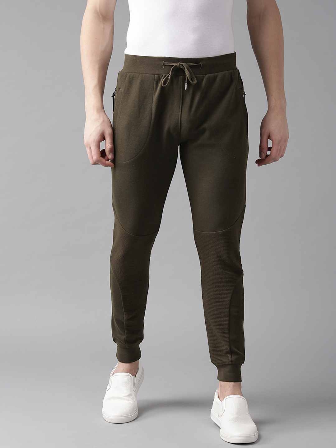 Buy Blackberrys Men Olive Green Slim Fit Solid Joggers - Track Pants ...