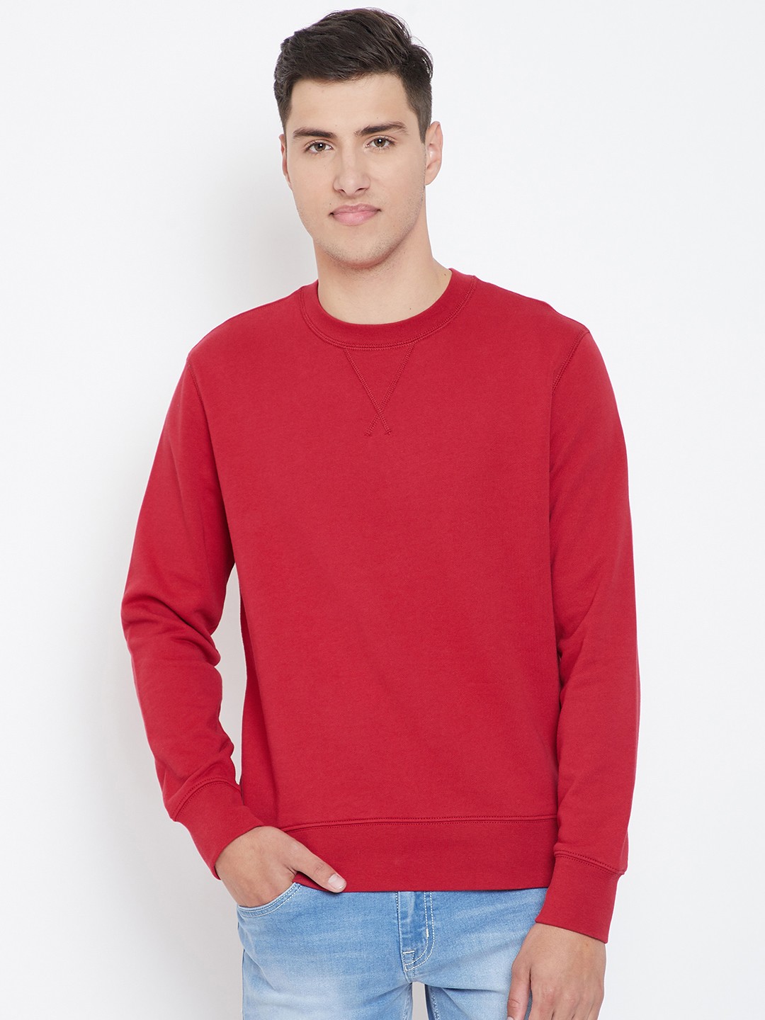 Buy Marks & Spencer Men Red Solid Sweatshirt - Sweatshirts for Men 10695342 | Myntra