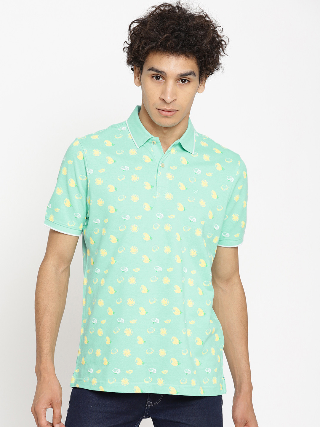 Buy Blackberrys Men Green & Yellow Printed Polo Collar T Shirt - Tshirts for Men 10697556 | Myntra
