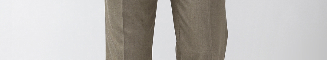 Buy Marks & Spencer Men Beige Regular Fit Solid Formal Trousers ...