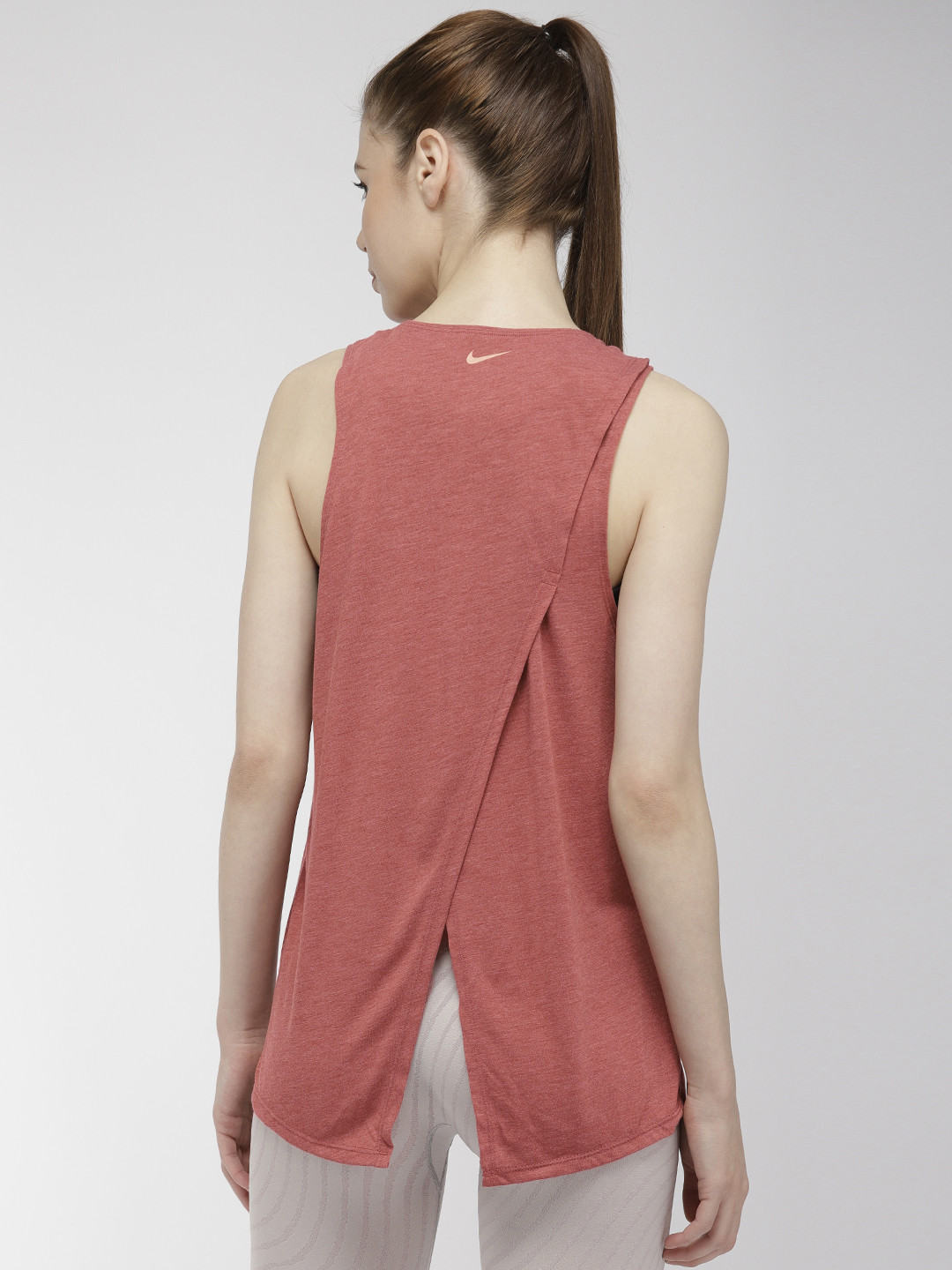 Buy Nike Women Coral Red Standard Fit Printed Dri FIT YOGA TANK GRX