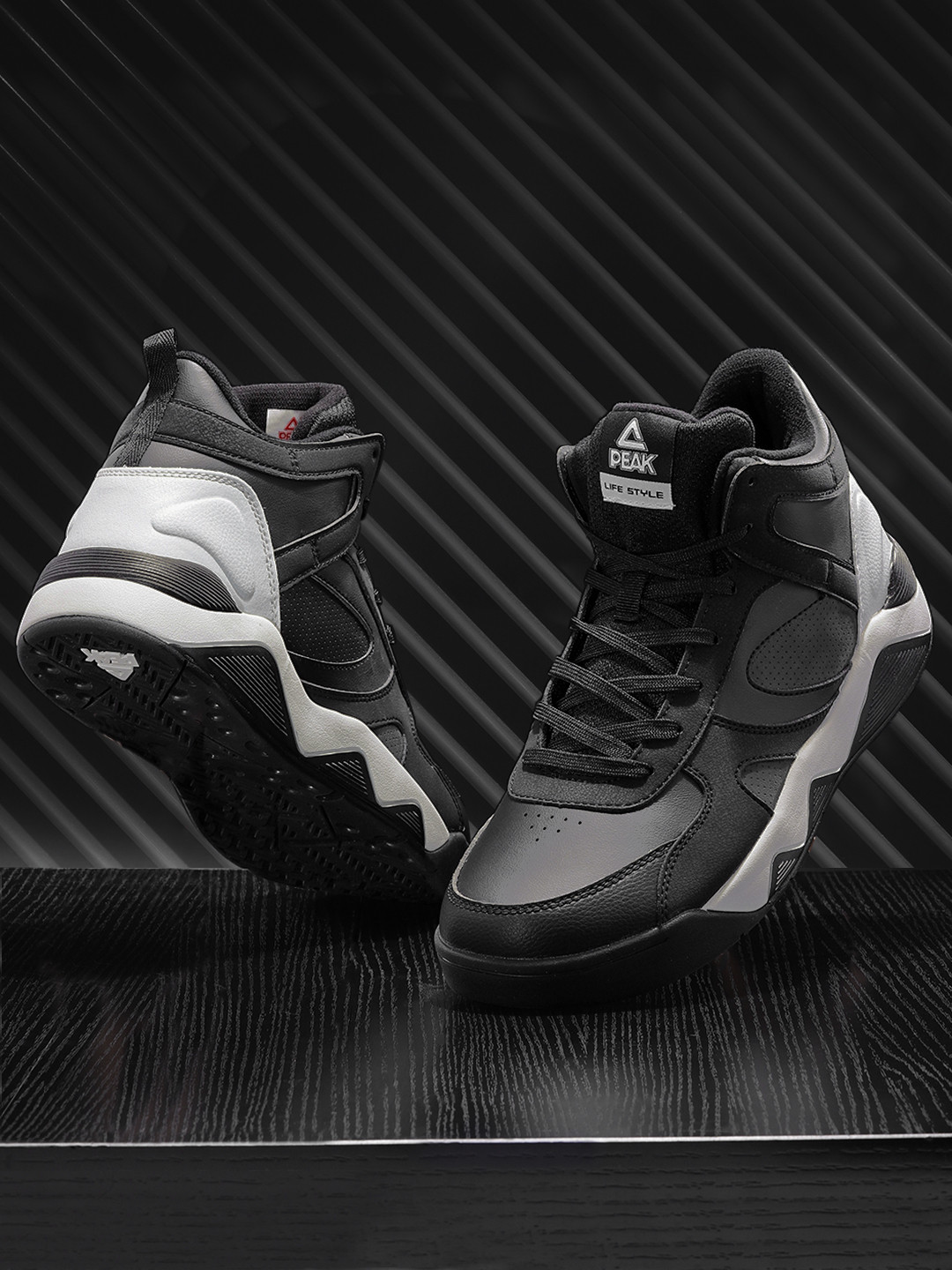 Buy PEAK Men Black & Grey Mid Top Basketball Shoes Sports Shoes for Men 10702934 Myntra