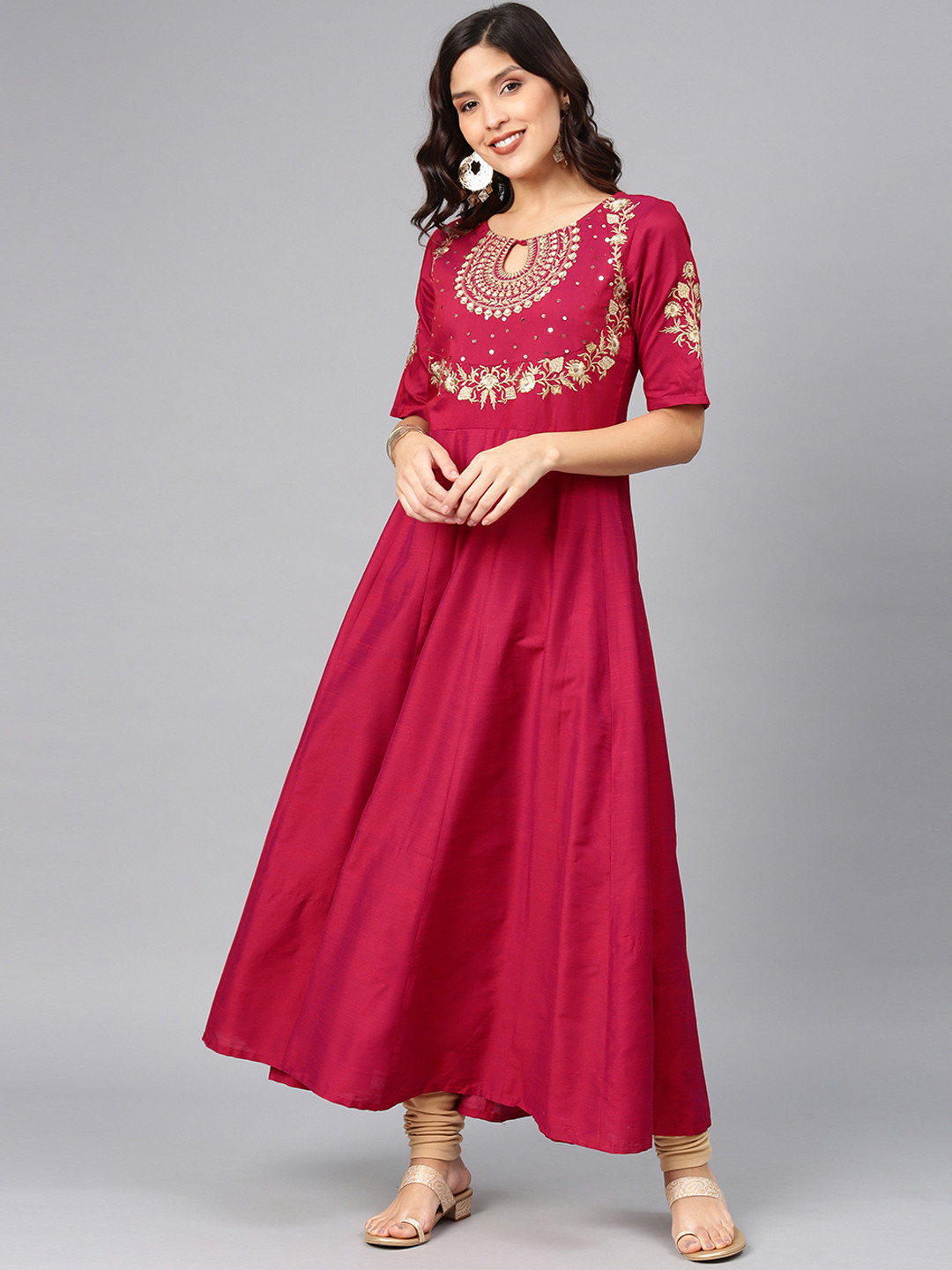 Buy Alena Women Magenta Yoke Design A Line Kurta Kurtas for Women 10708698 Myntra